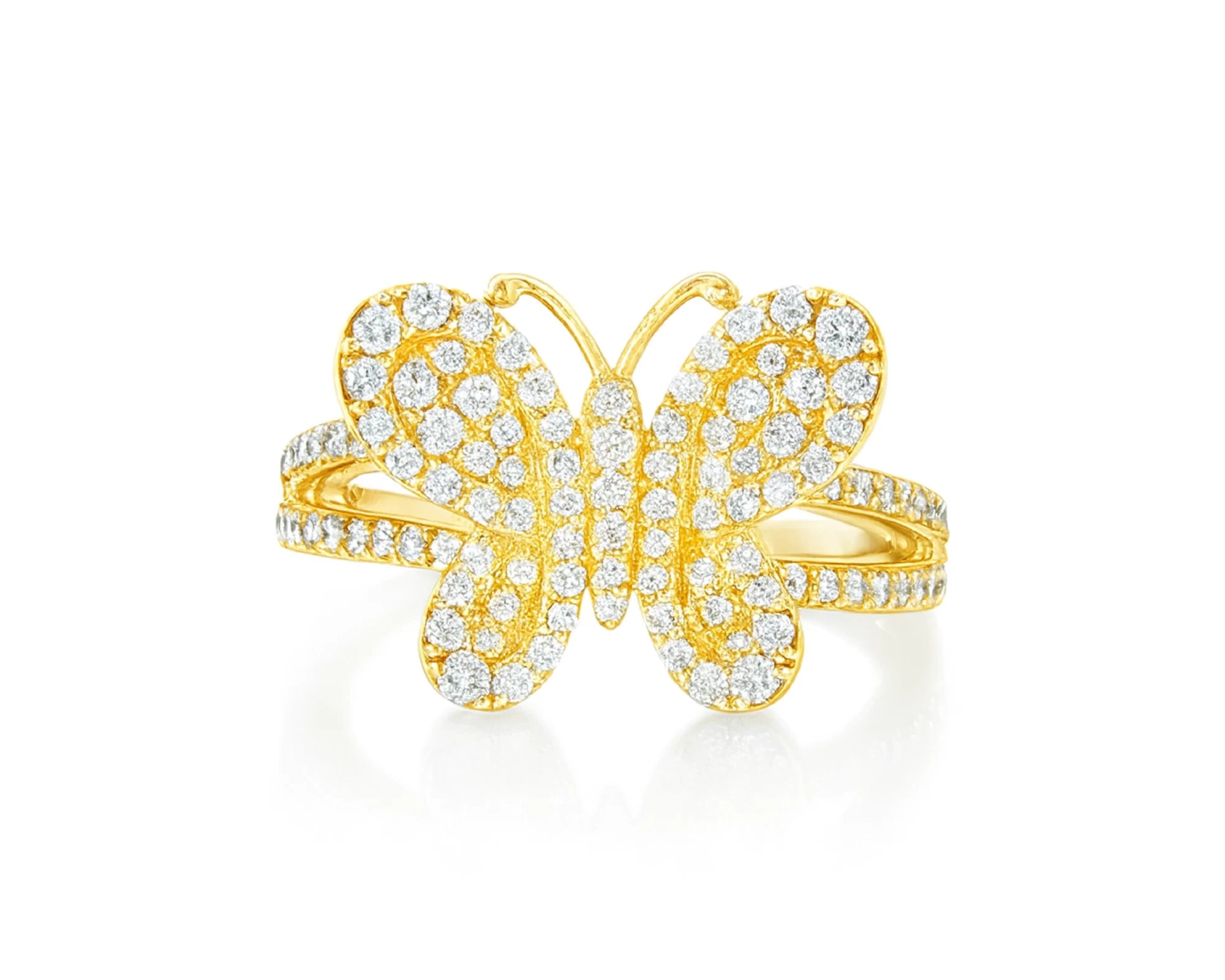10k Gold Butterfly-Shape Ring with Round Diamonds 0.80ct – lifestyle 445