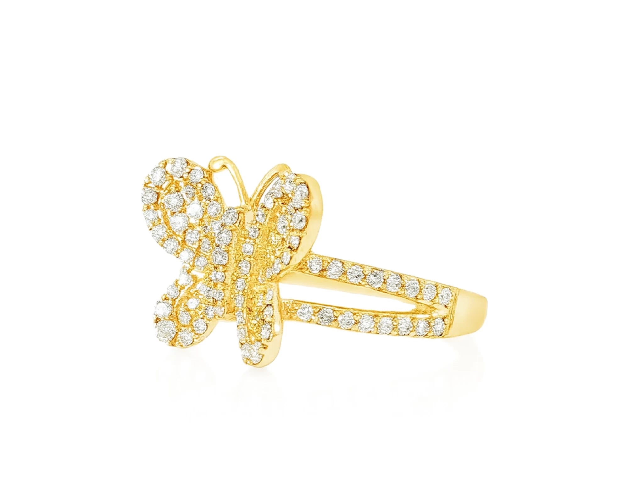 10k Gold Butterfly-Shape Ring with Round Diamonds 0.80ct – lifestyle 447
