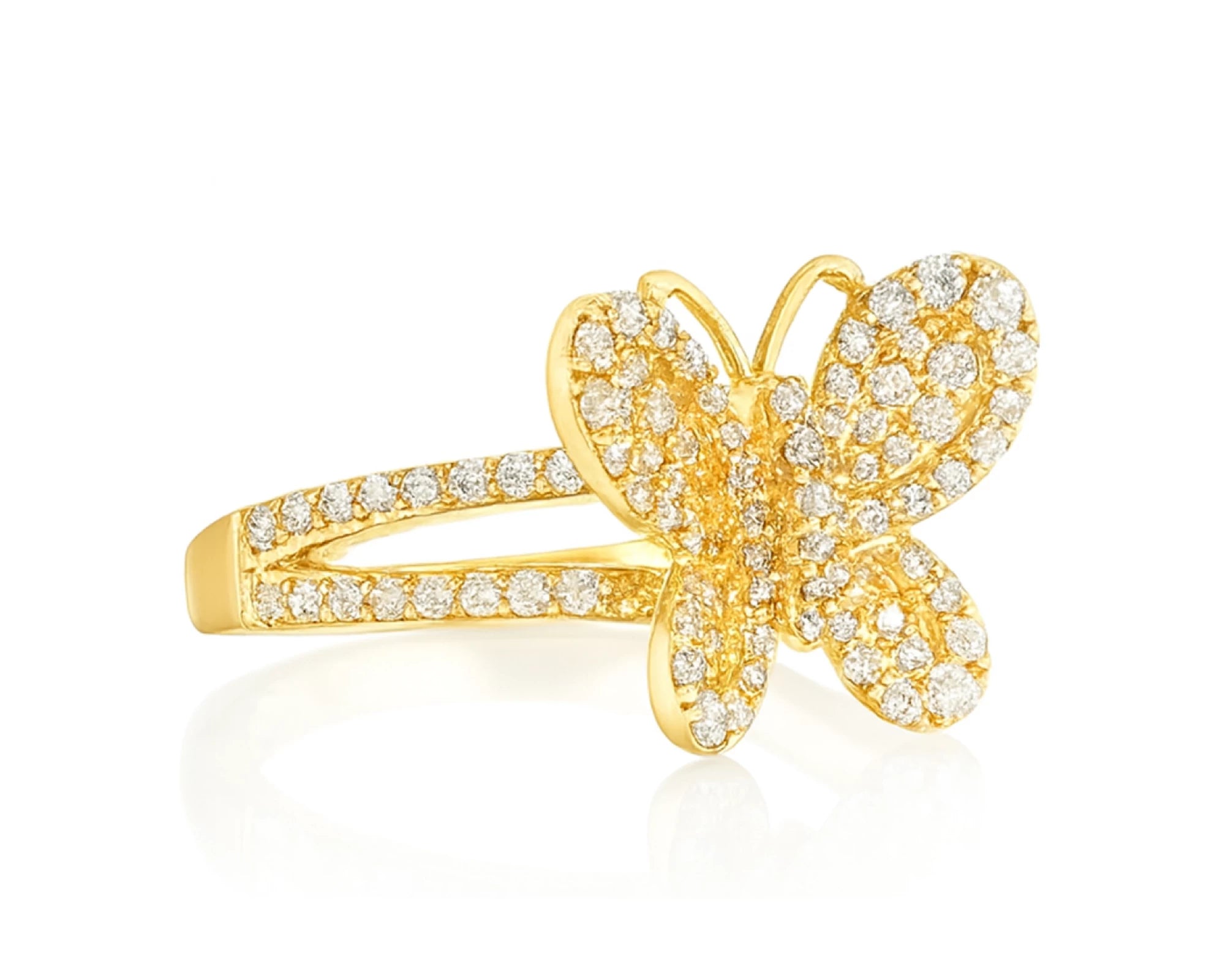 10k Gold Butterfly-Shape Ring with Round Diamonds 0.80ct – lifestyle 448