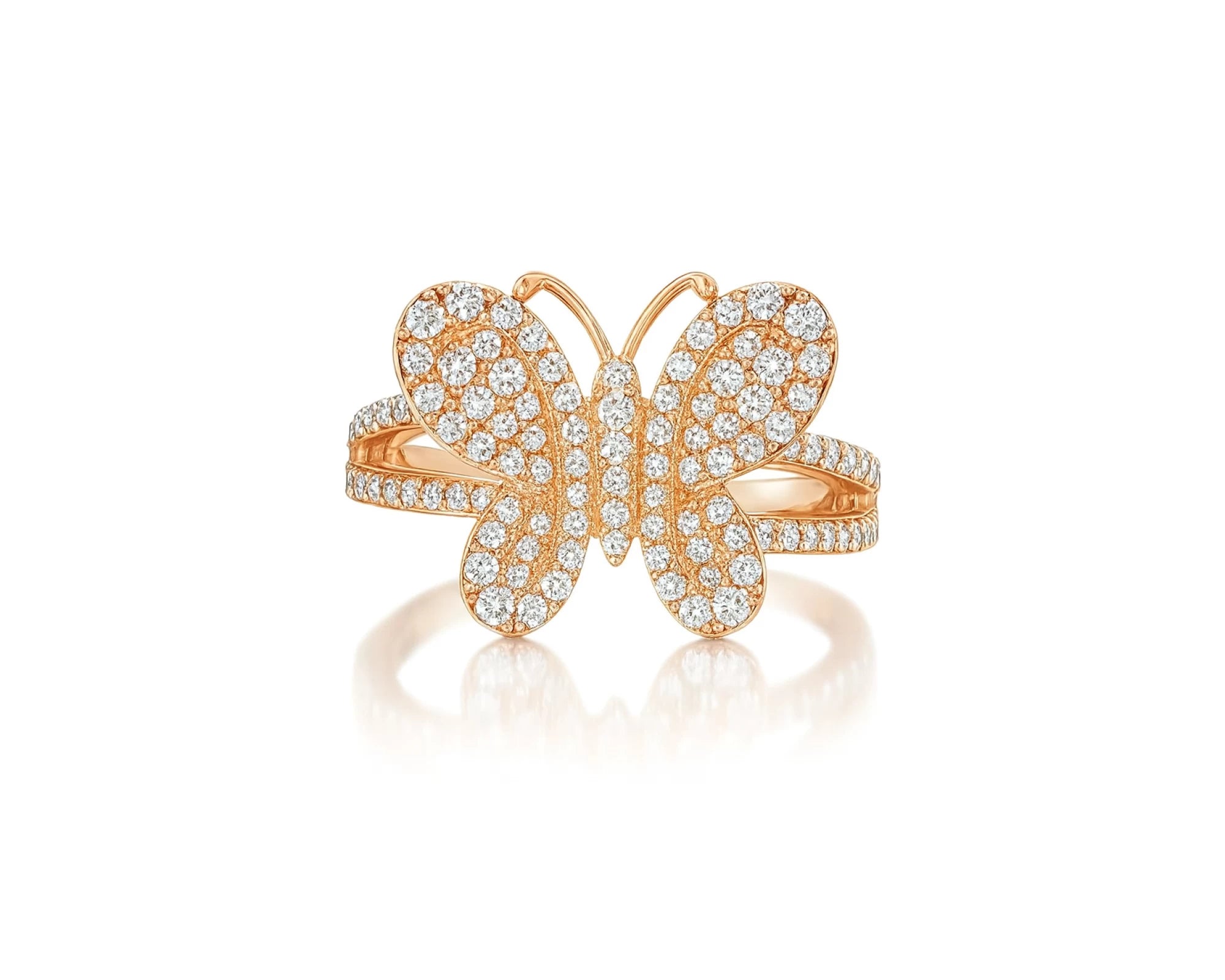 10k Gold Butterfly-Shape Ring with Round Diamonds 0.80ct – lifestyle 449