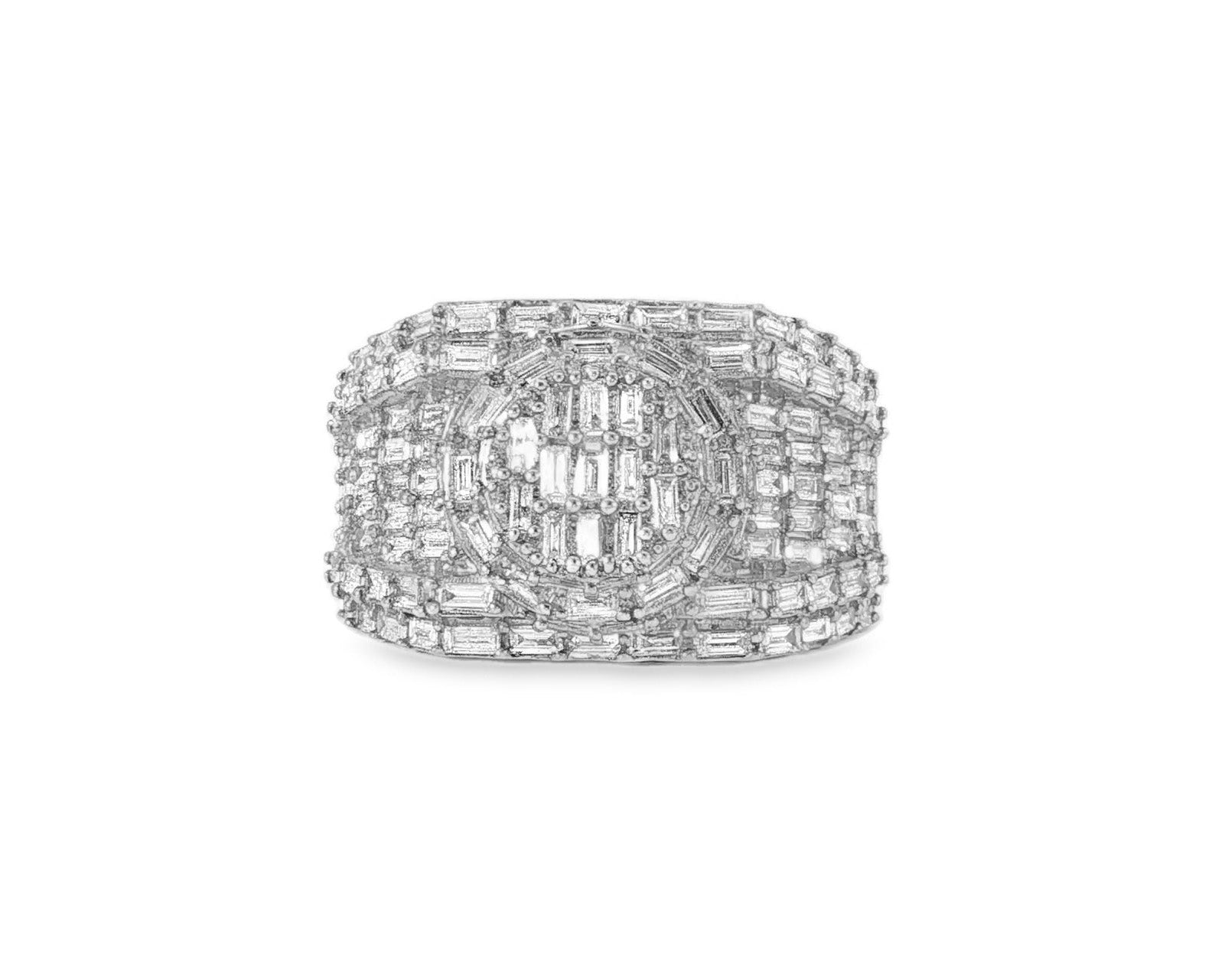 10k Gold Circular Men's Ring with Baguette Diamonds 2.90ct - AVI THE JEWELER