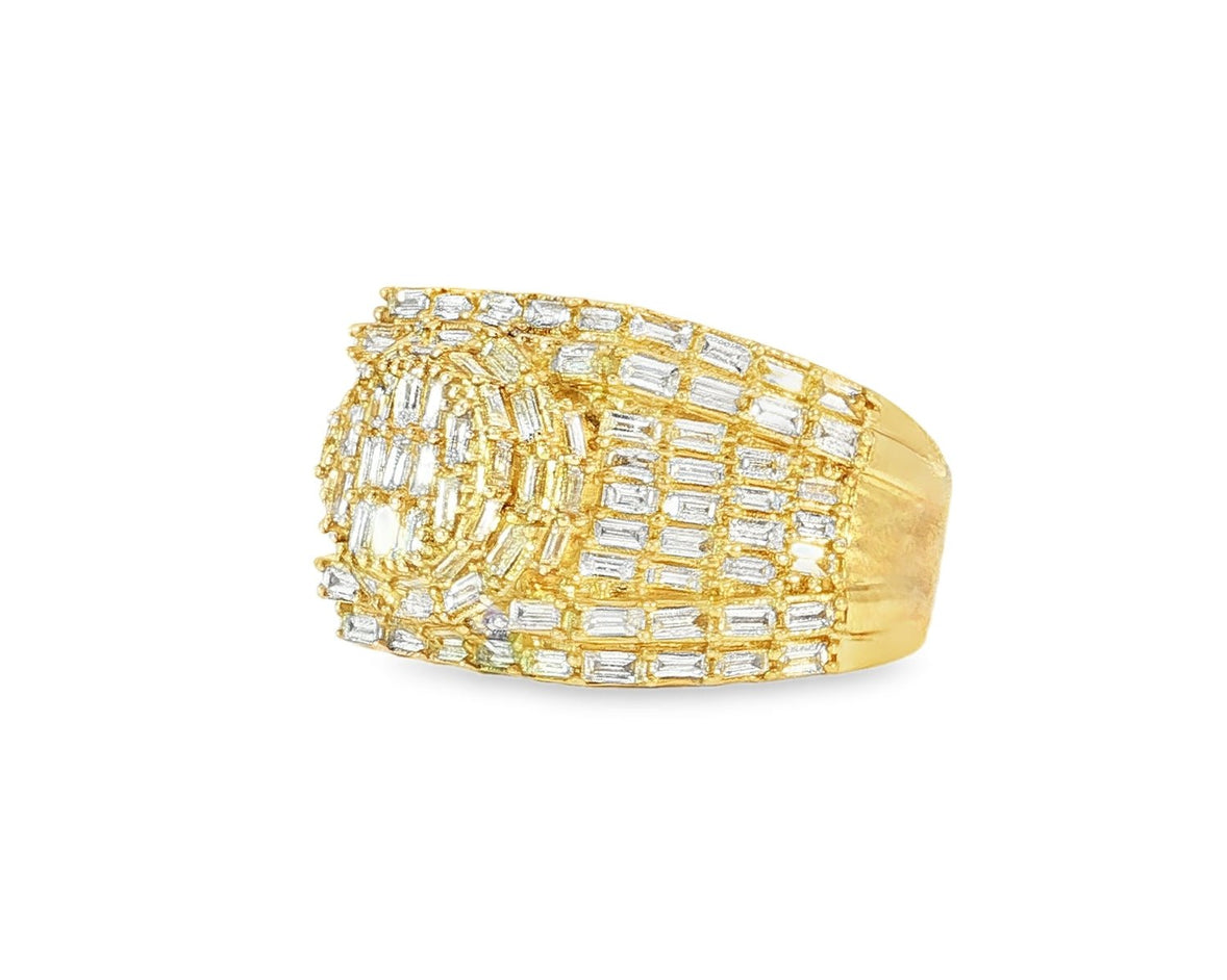 10k Gold Circular Men's Ring with Baguette Diamonds 2.90ct - AVI THE JEWELER