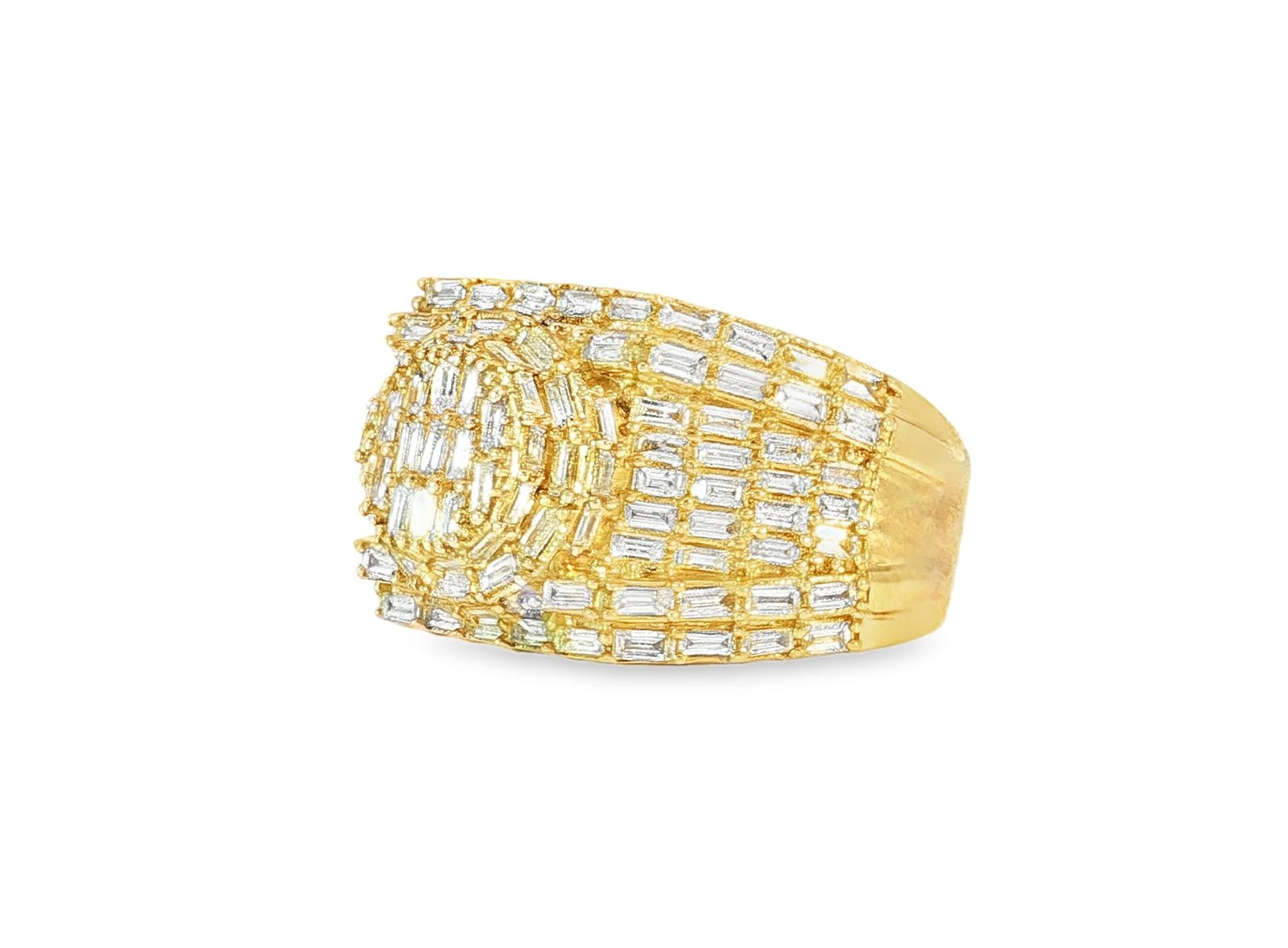 10k Gold Circular Men's Ring with Baguette Diamonds 2.90ct - AVI THE JEWELER