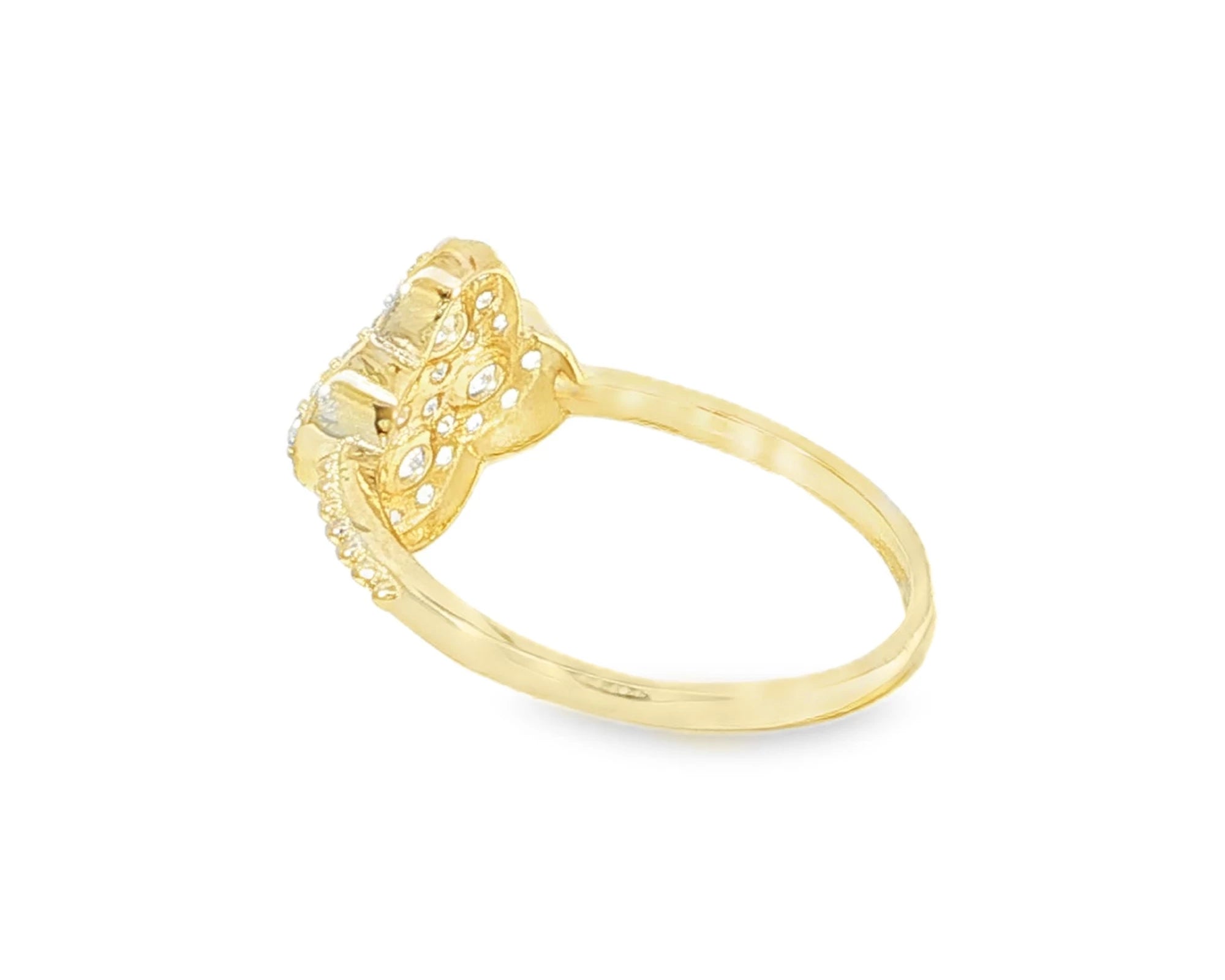 10K Gold Clover Shape Ring with Pavé Cubic Zirconia Accents – lifestyle 2977