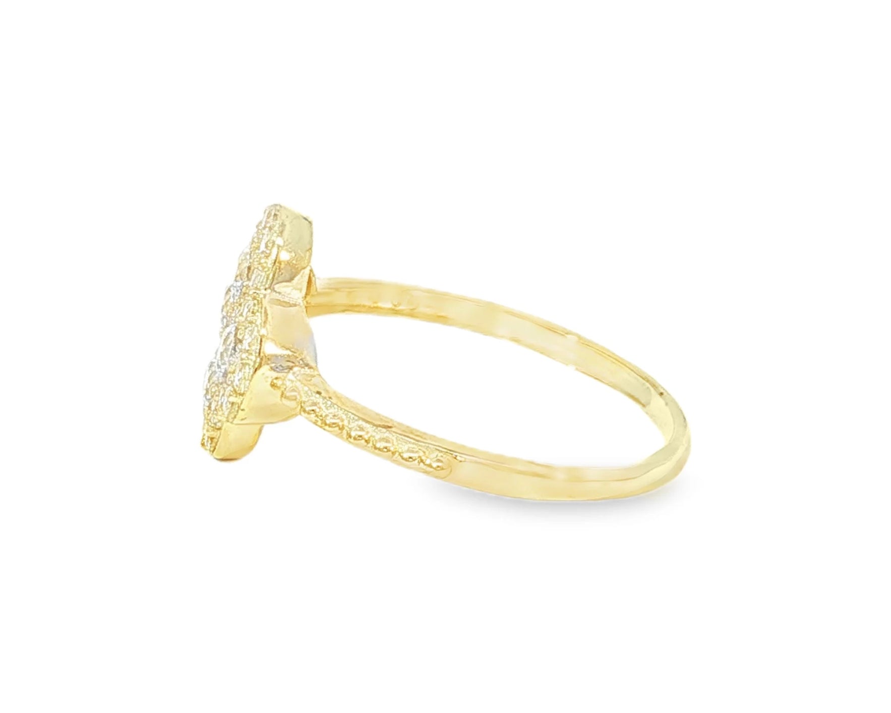 10K Gold Clover Shape Ring with Pavé Cubic Zirconia Accents – lifestyle 2979