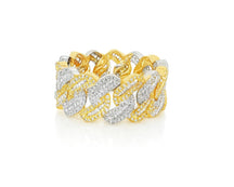 10K Gold Cuban Link Diamond Ring with Baguette & Round Cut 1.97ct