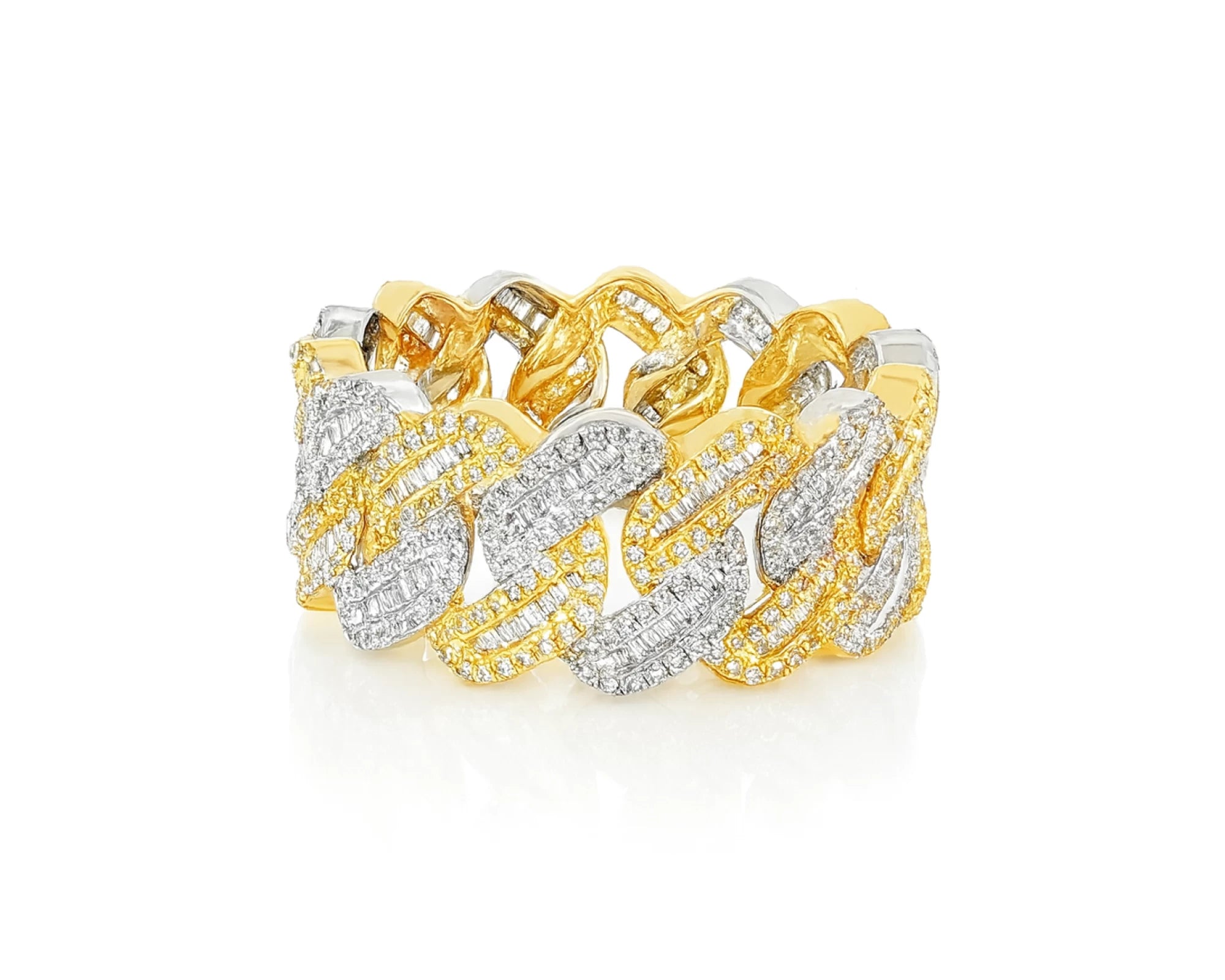 10K Gold Cuban Link Diamond Ring with Baguette & Round Cut 1.97ct – lifestyle 287