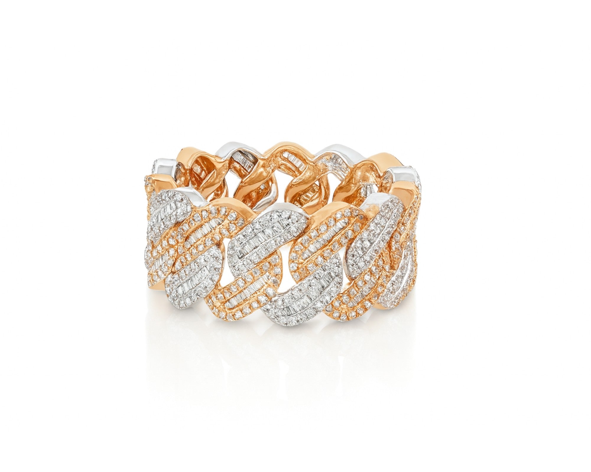 10K Gold Cuban Link Diamond Ring with Baguette & Round Cut 1.97ct – lifestyle 288