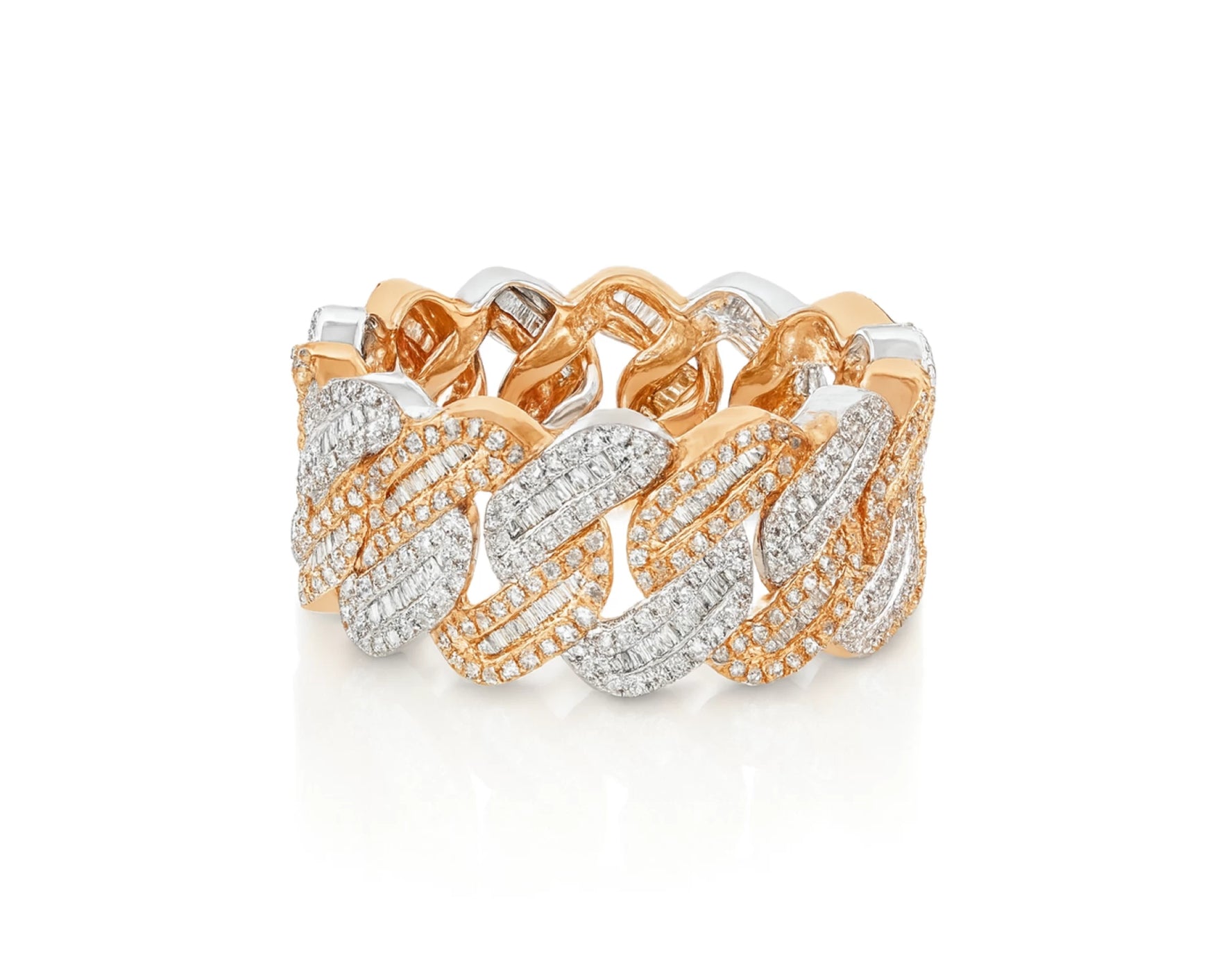 10K Gold Cuban Link Diamond Ring with Baguette & Round Cut 1.97ct – lifestyle 288
