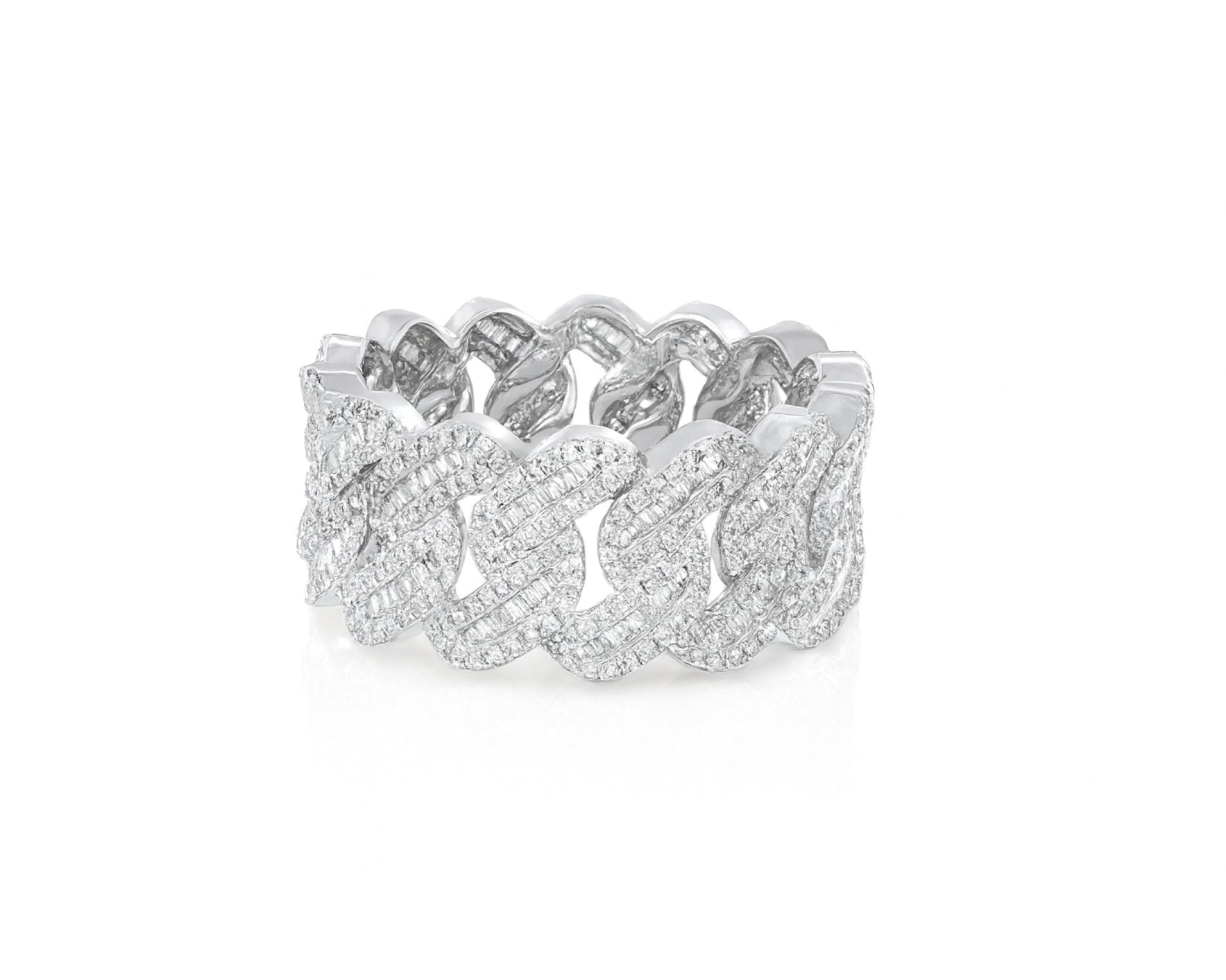 10K Gold Cuban Link Diamond Ring with Baguette & Round Cut 1.97ct – lifestyle 289