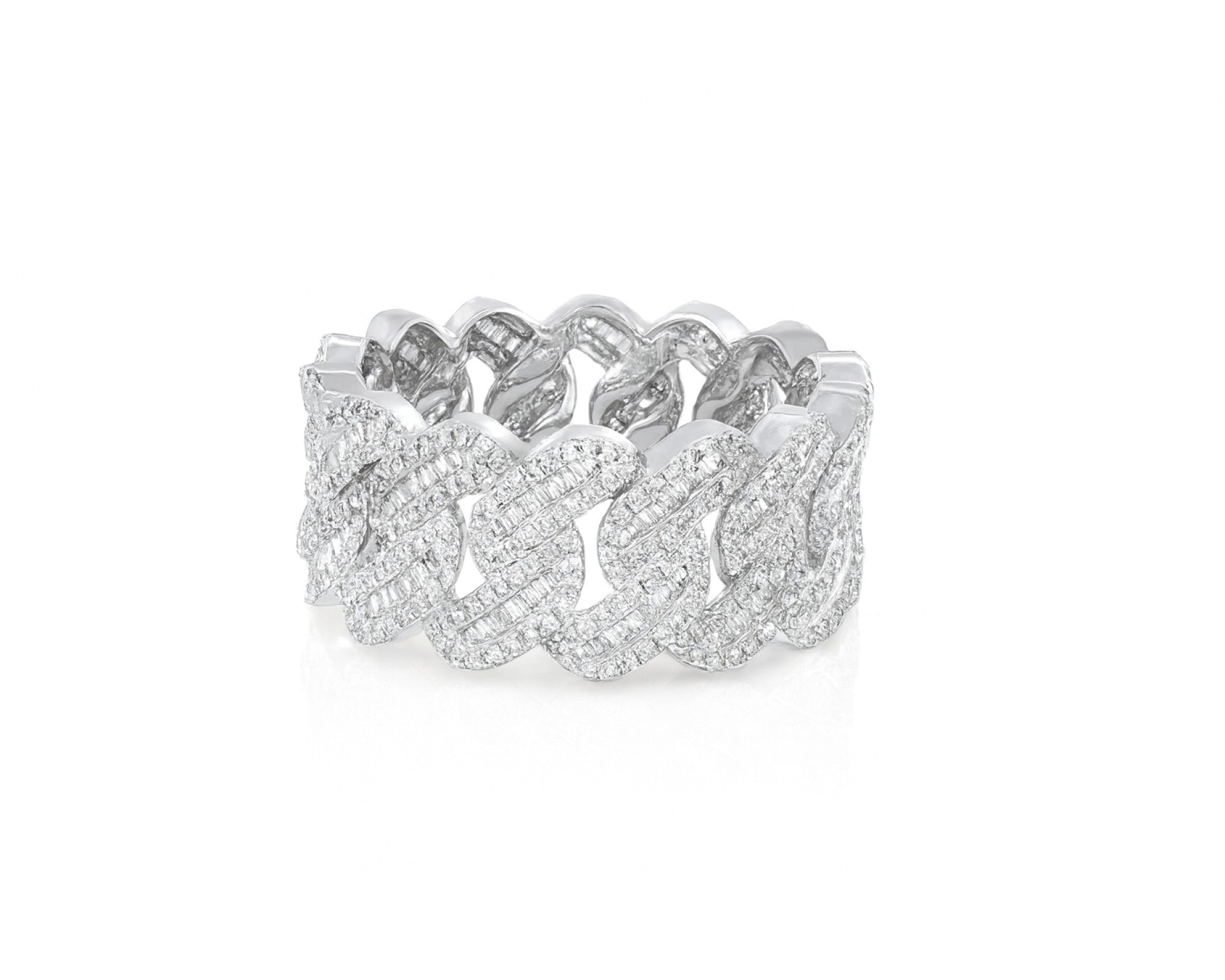 10K Gold Cuban Link Diamond Ring with Baguette & Round Cut 1.97ct – lifestyle 289