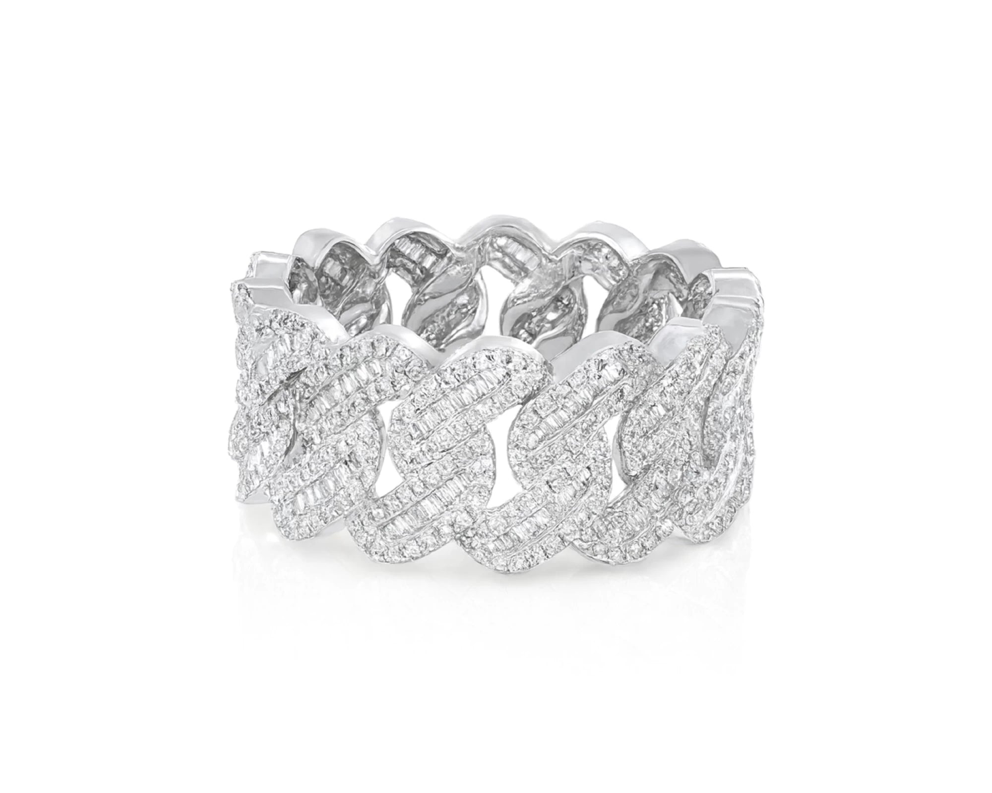 10K Gold Cuban Link Diamond Ring with Baguette & Round Cut 1.97ct – lifestyle 289