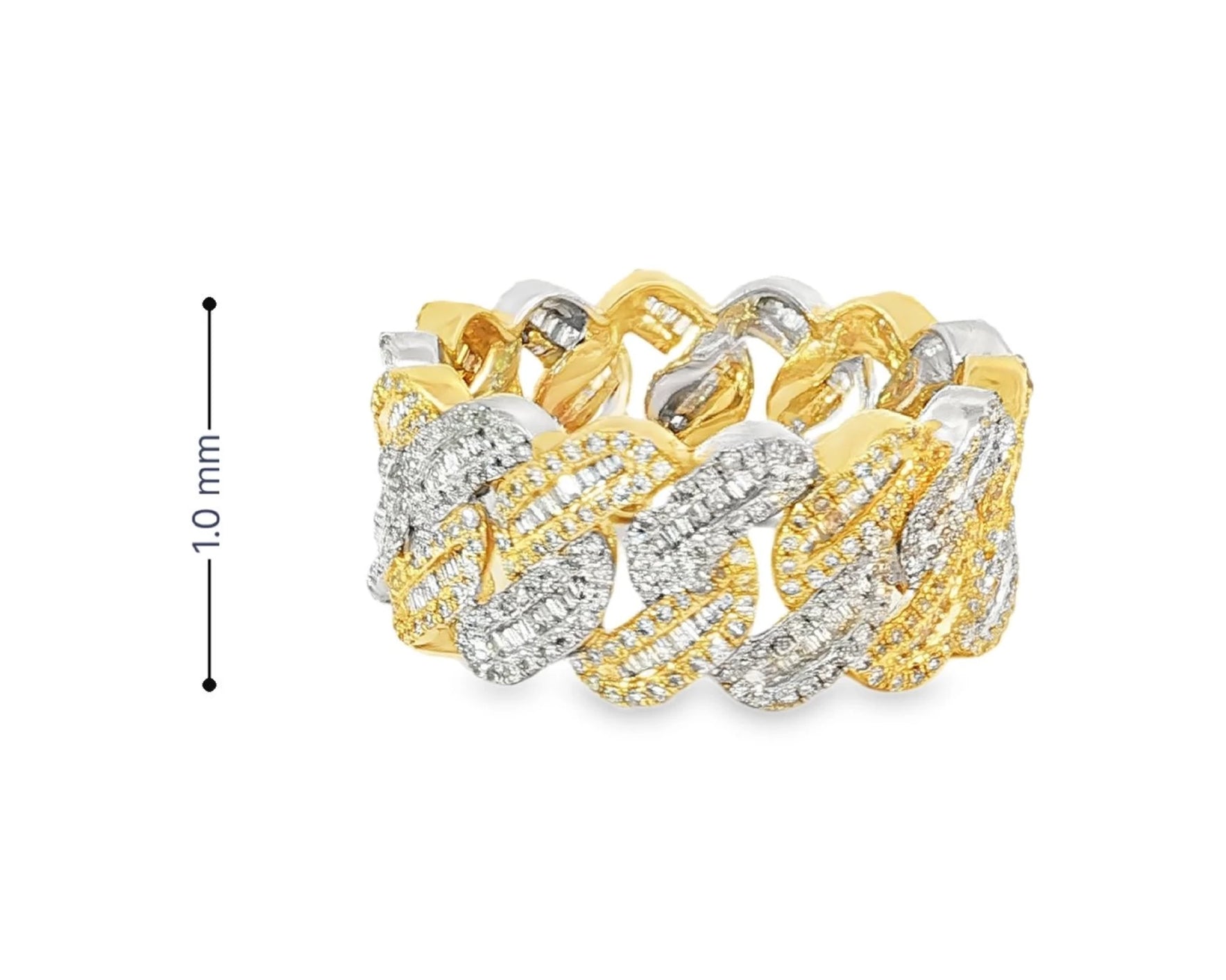 10K Gold Cuban Link Diamond Ring with Baguette & Round Cut 1.97ct – lifestyle 3018