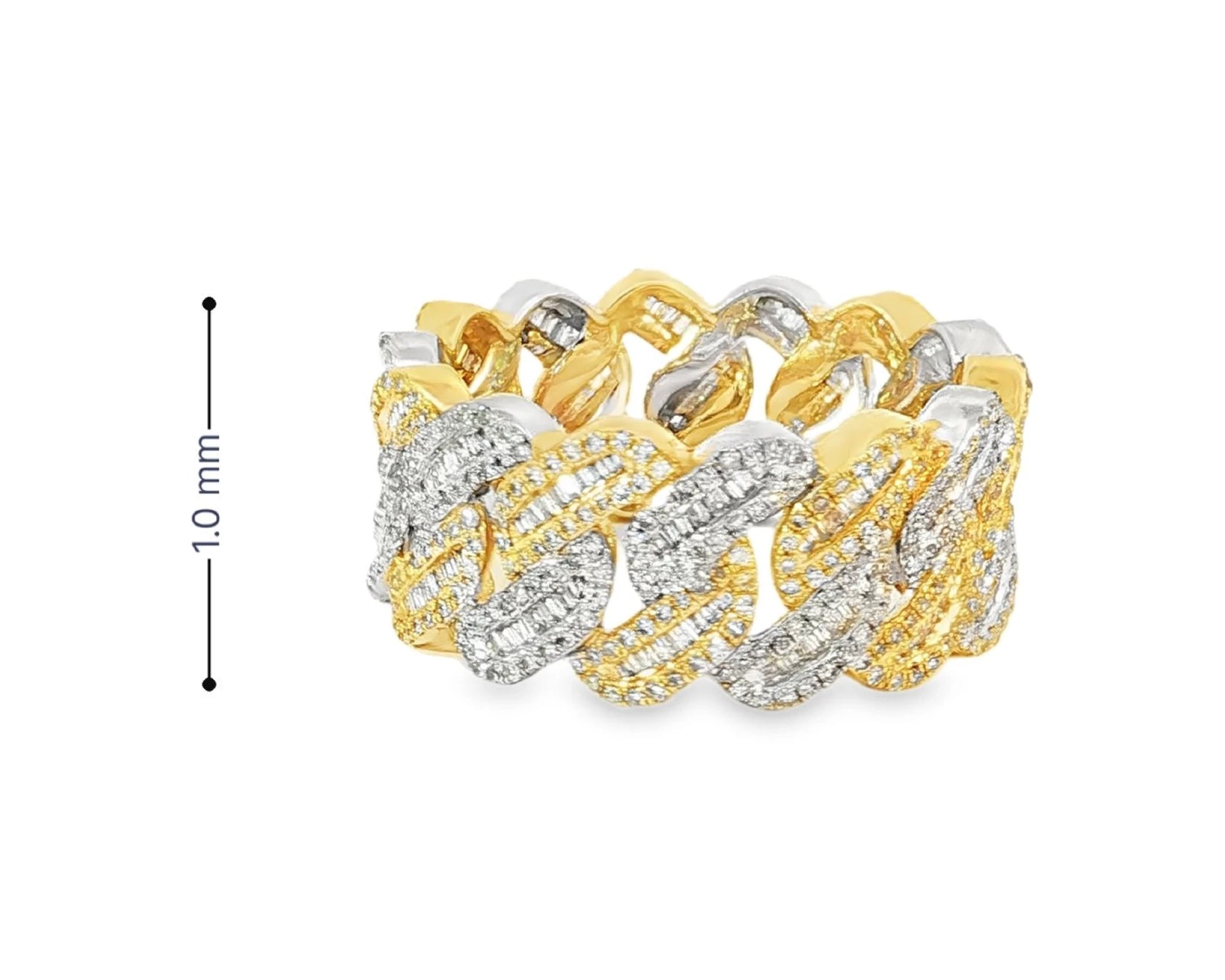 10K Gold Cuban Link Diamond Ring with Baguette & Round Cut 1.97ct – lifestyle 3018