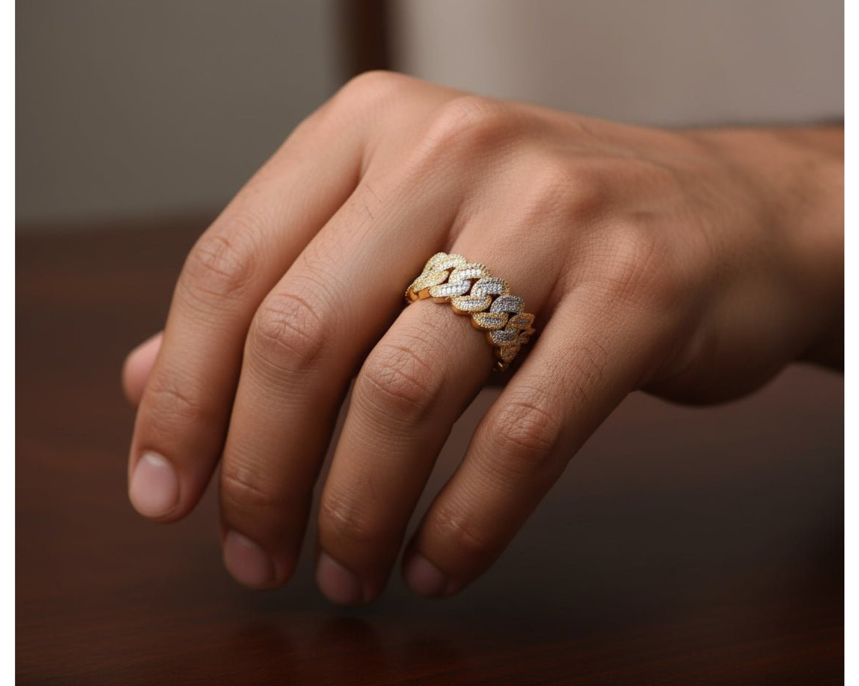 10K Gold Cuban Link Diamond Ring with Baguette & Round Cut 1.97ct – view 2