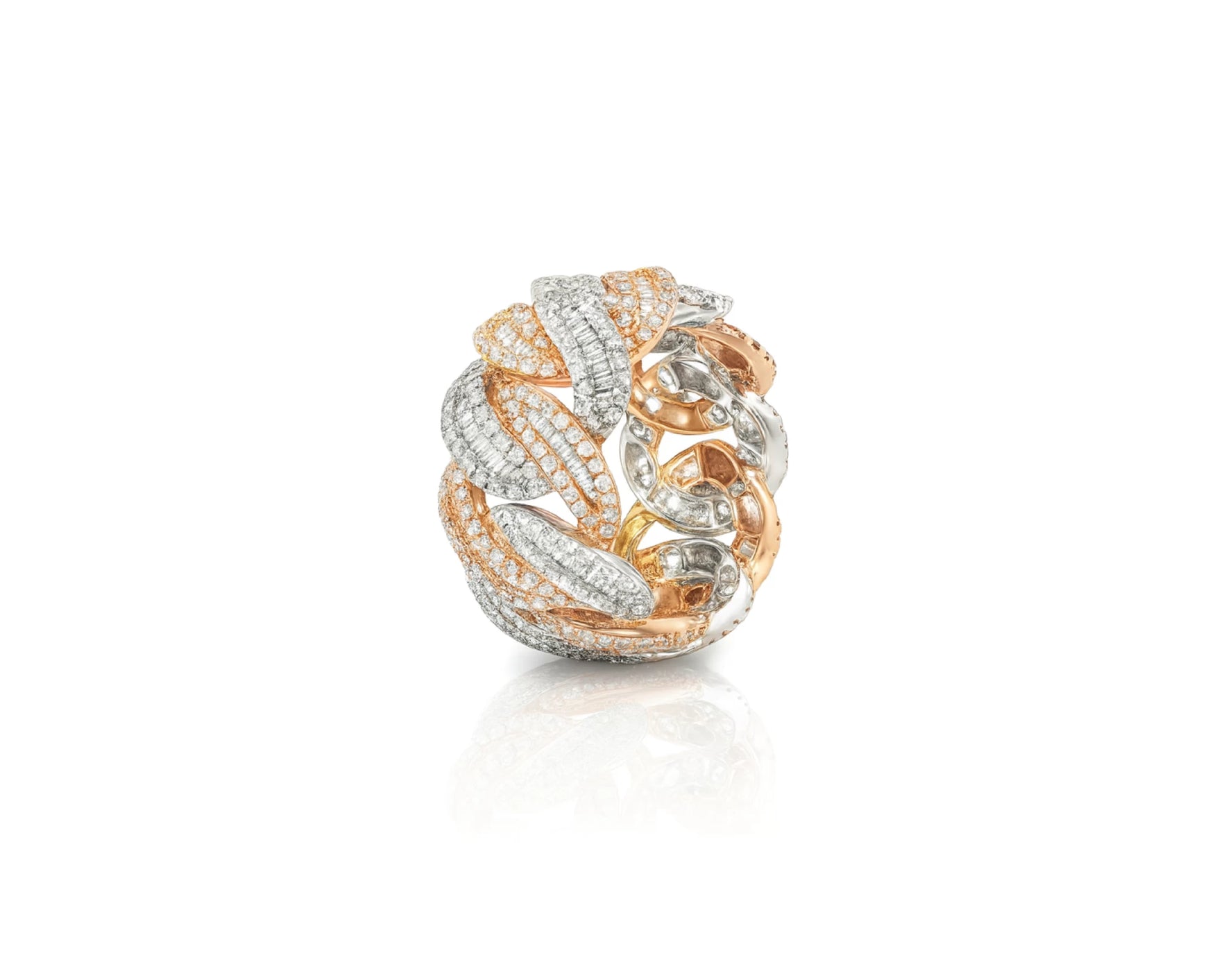 10K Gold Cuban Link Diamond Ring with Baguette & Round Cut 4.0 CT – lifestyle 1515