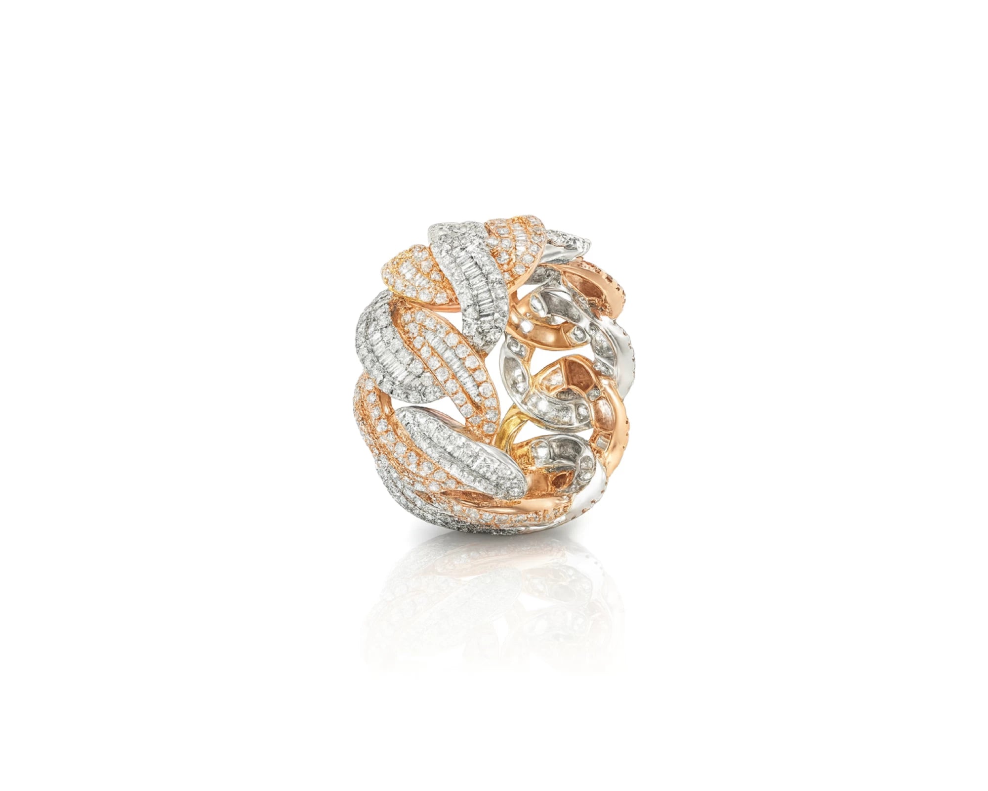 10K Gold Cuban Link Diamond Ring with Baguette & Round Cut 4.0 CT – lifestyle 1515