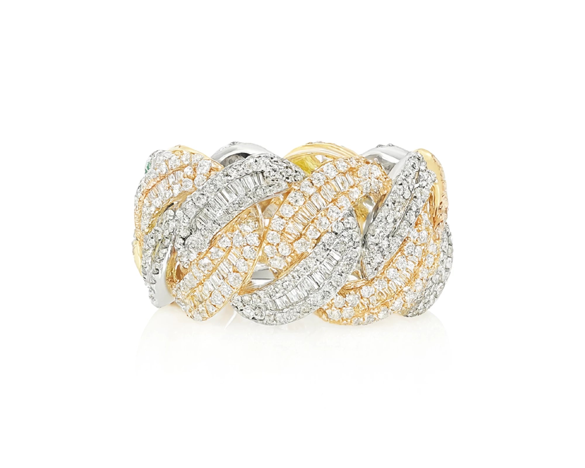 10K Gold Cuban Link Diamond Ring with Baguette & Round Cut 4.0 CT – lifestyle 1517