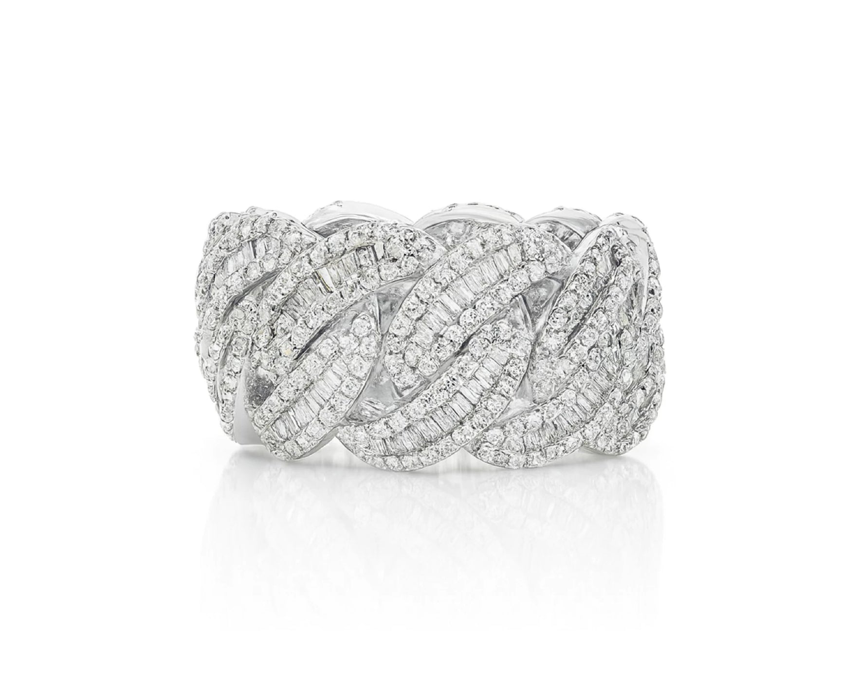 10K Gold Cuban Link Diamond Ring with Baguette & Round Cut 4.0 CT – lifestyle 1518