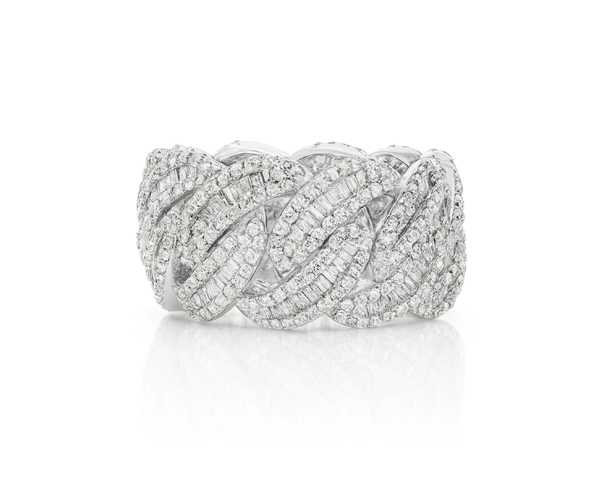 10K Gold Cuban Link Diamond Ring with Baguette & Round Cut 4.0 CT – lifestyle 1518