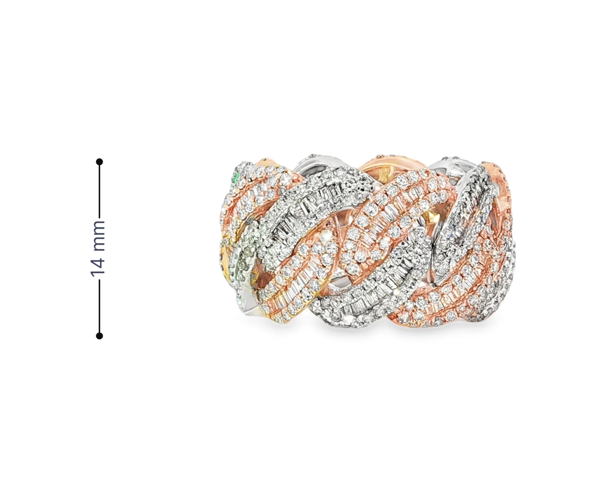 10K Gold Cuban Link Diamond Ring with Baguette & Round Cut 4.0 CT – lifestyle 3033