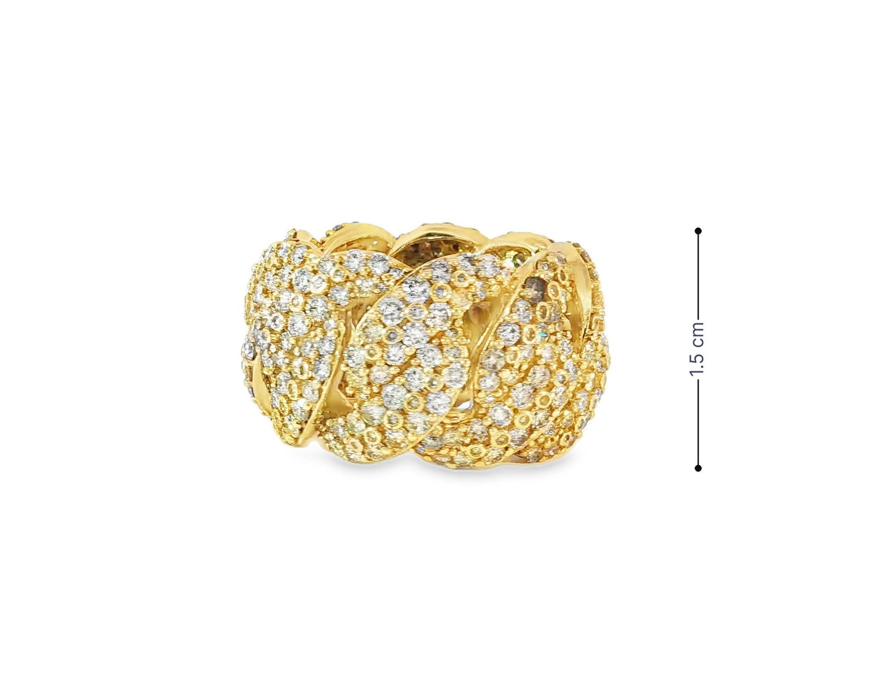 10k Gold Cuban Link Diamond Ring with Round Cuts 7.85ct - AVI THE JEWELER