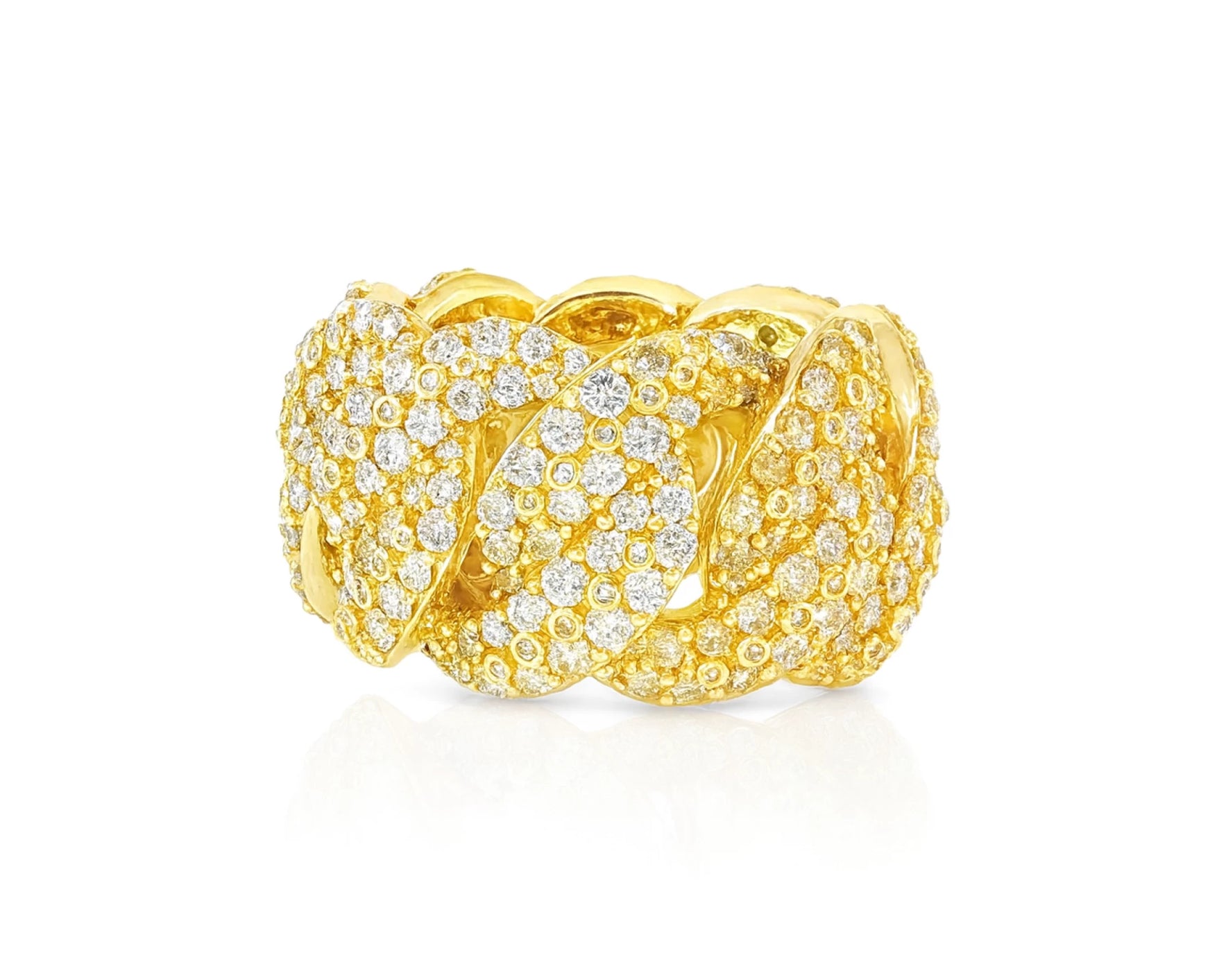 10k Gold Cuban Link Diamond Ring with Round Cuts 7.85ct – lifestyle 1461