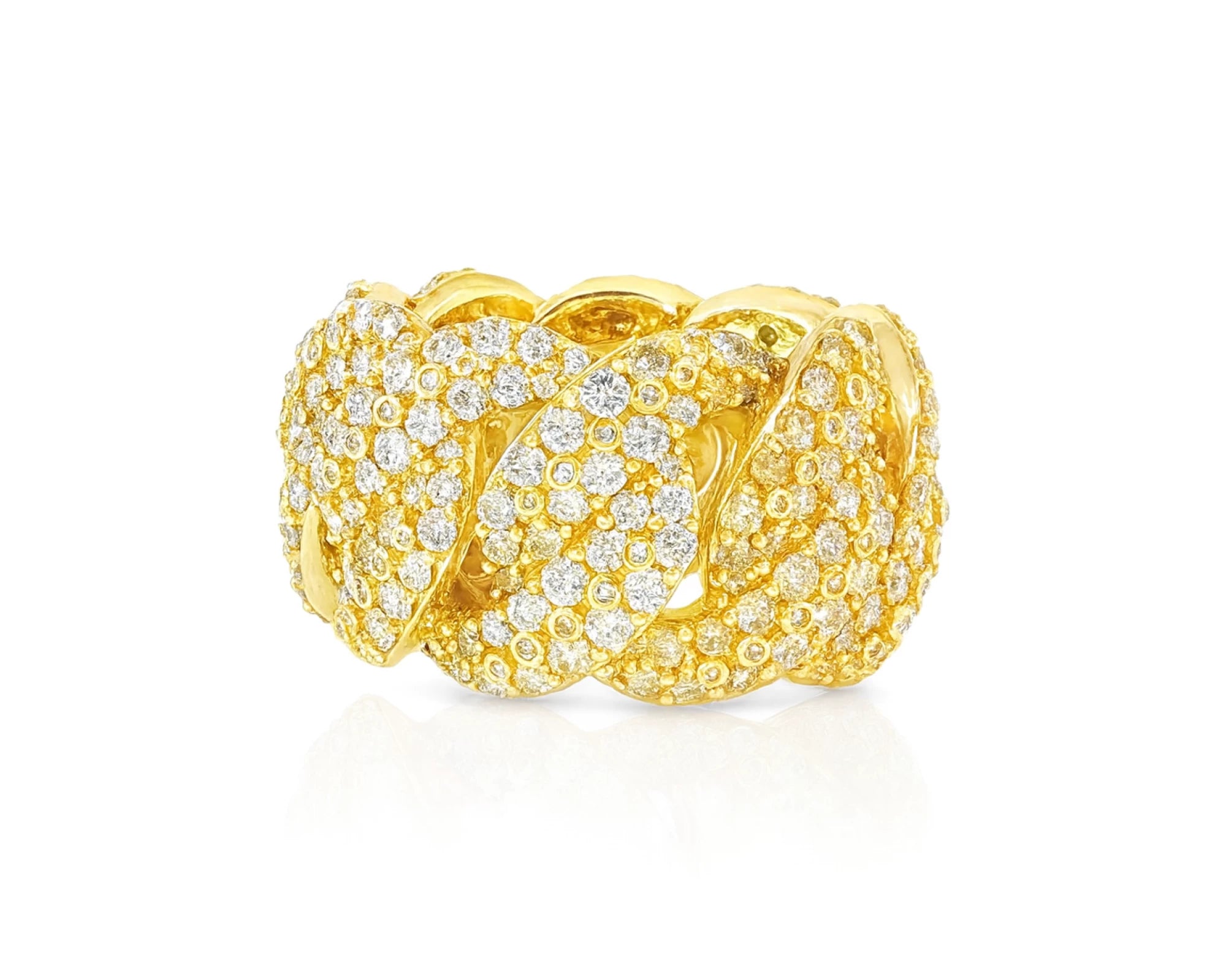 10k Gold Cuban Link Diamond Ring with Round Cuts 7.85ct – lifestyle 1461
