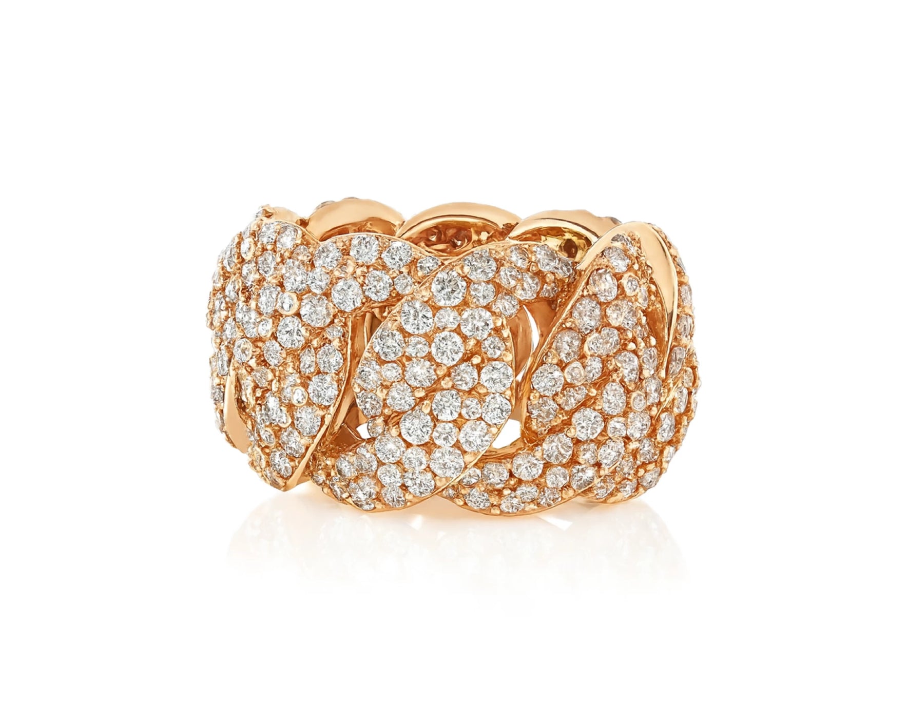 10k Gold Cuban Link Diamond Ring with Round Cuts 7.85ct – lifestyle 1462