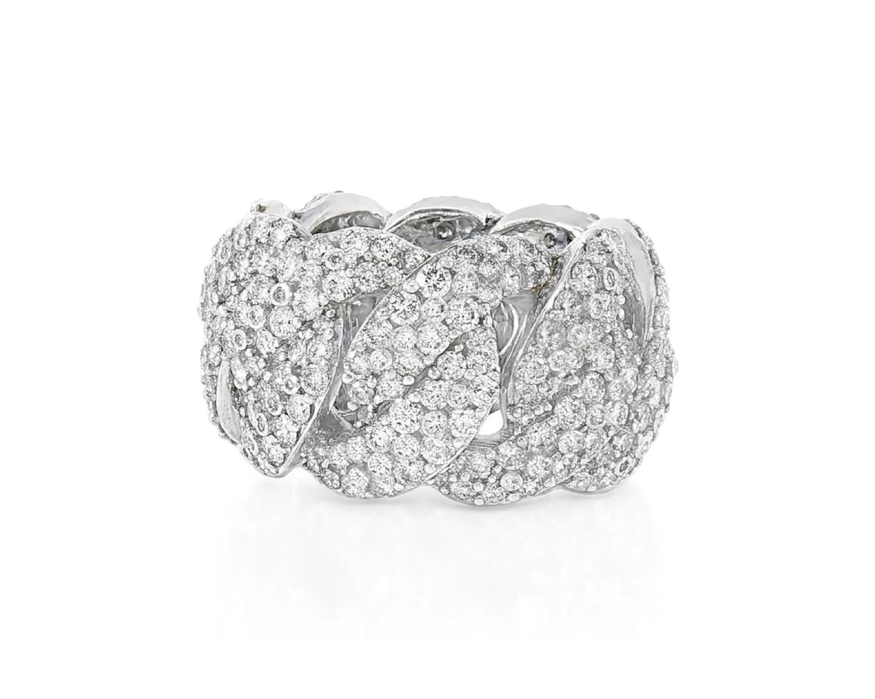 10k Gold Cuban Link Diamond Ring with Round Cuts 7.85ct – lifestyle 1463