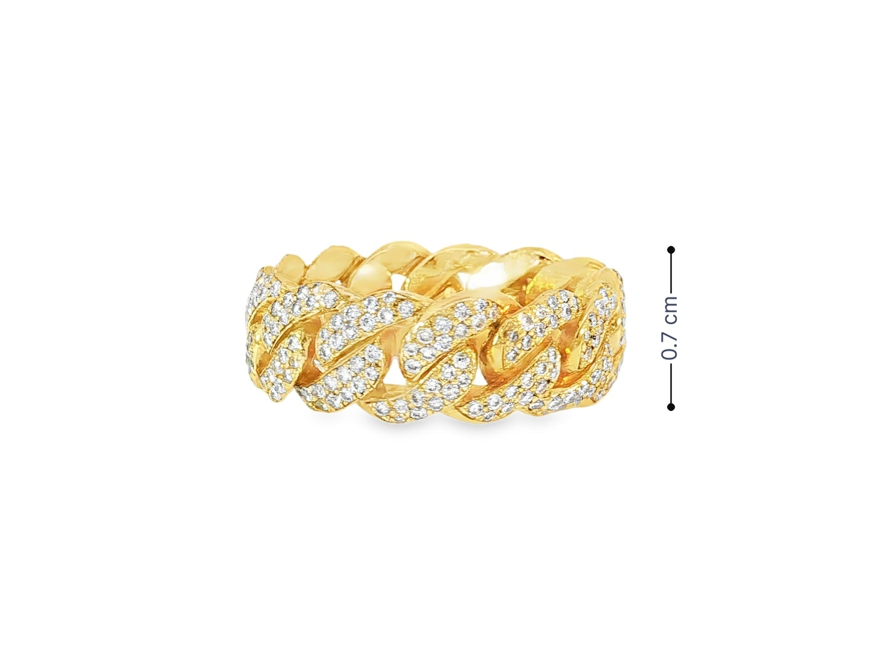 10k Gold Cuban Link Ring with Full Round Brilliant Diamonds 2.30ct - AVI THE JEWELER