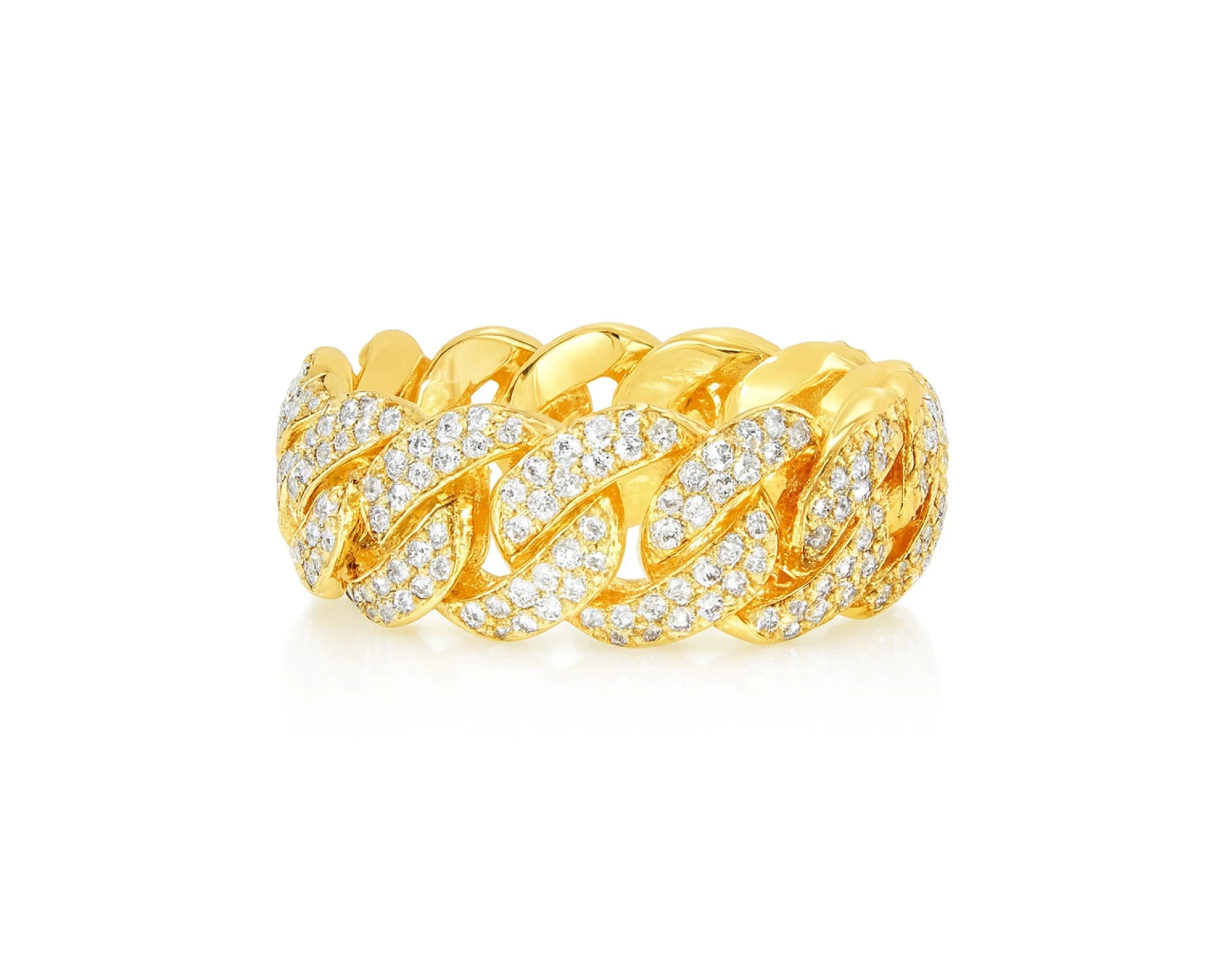10k Gold Cuban Link Ring with Full Round Brilliant Diamonds 2.30ct – lifestyle 1481