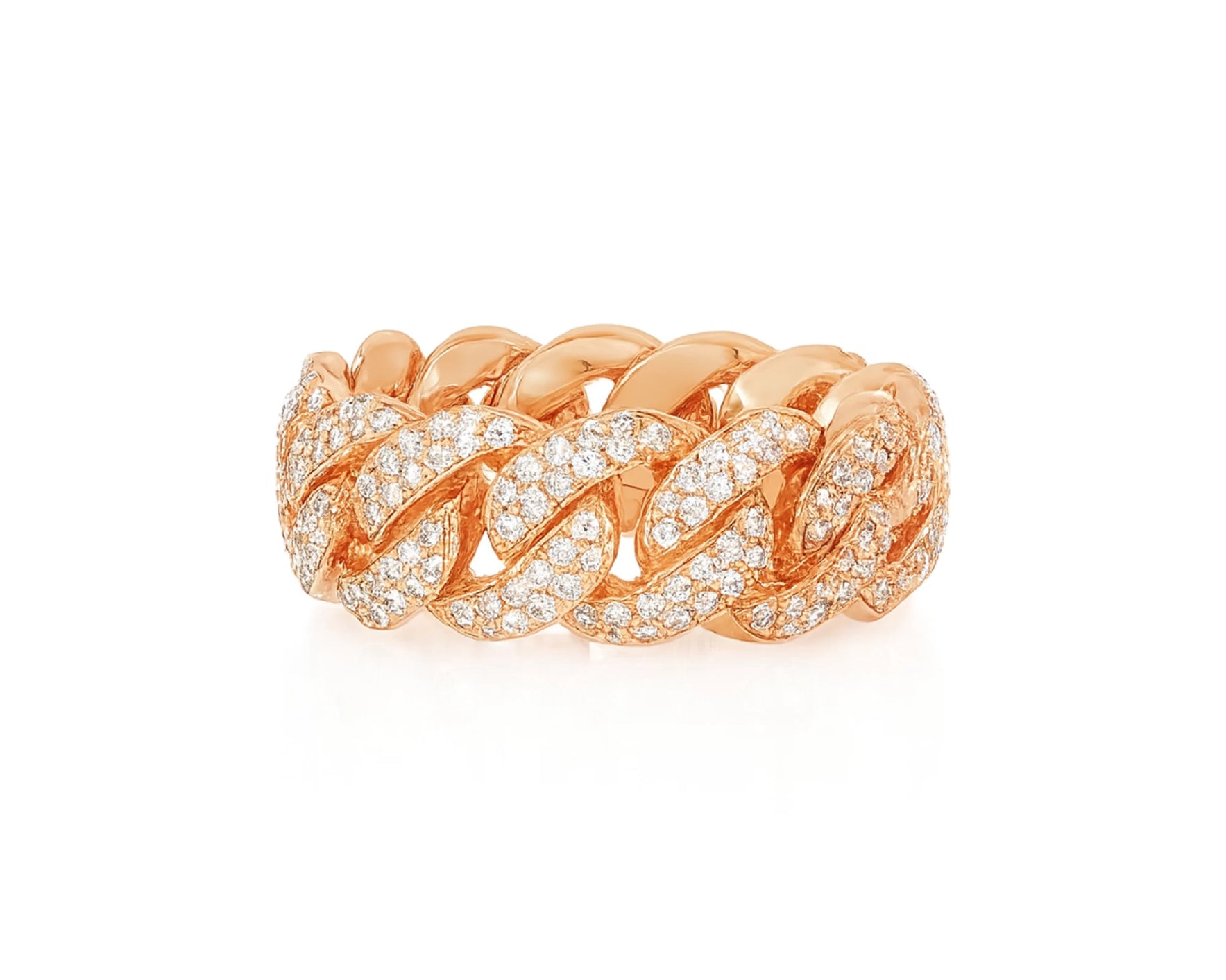 10k Gold Cuban Link Ring with Full Round Brilliant Diamonds 2.30ct – lifestyle 1482
