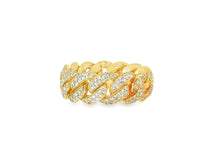 10k Gold Cuban Link Ring with Full Round Diamond Setting 3.31ct