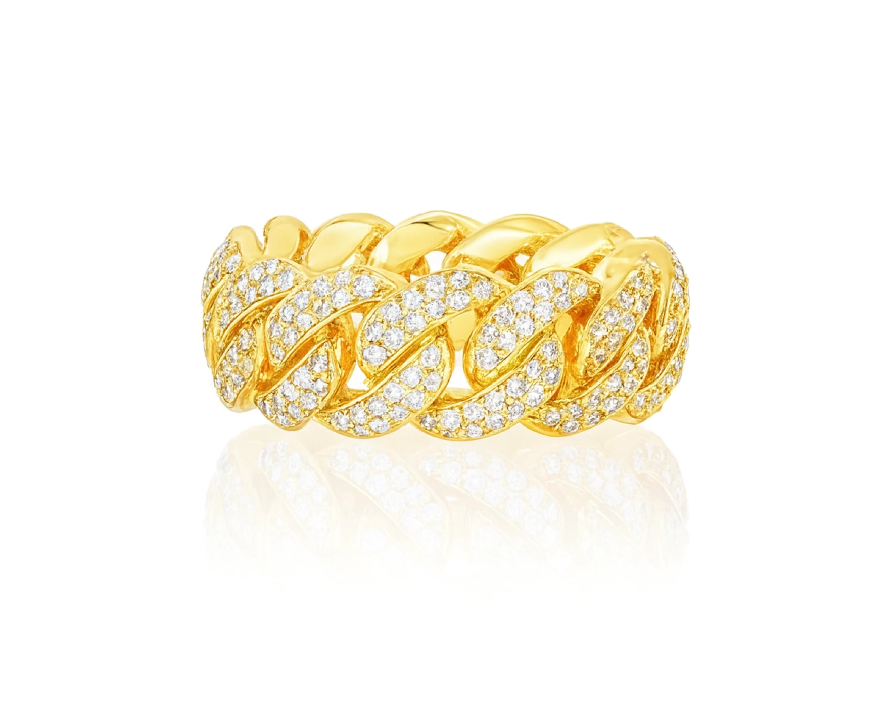 10k Gold Cuban Link Ring with Full Round Diamond Setting 3.31ct – lifestyle 1491