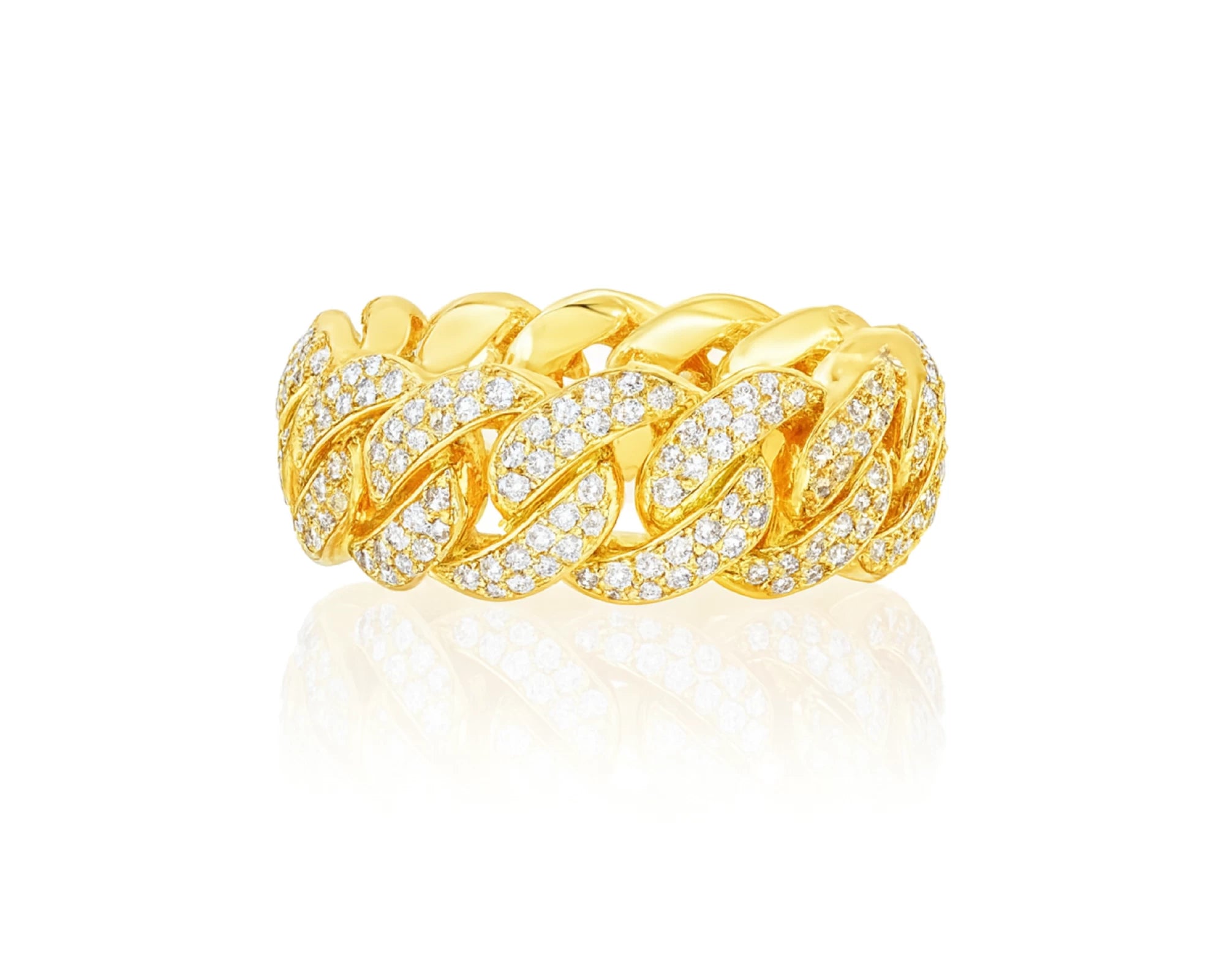 10k Gold Cuban Link Ring with Full Round Diamond Setting 3.31ct – lifestyle 1491