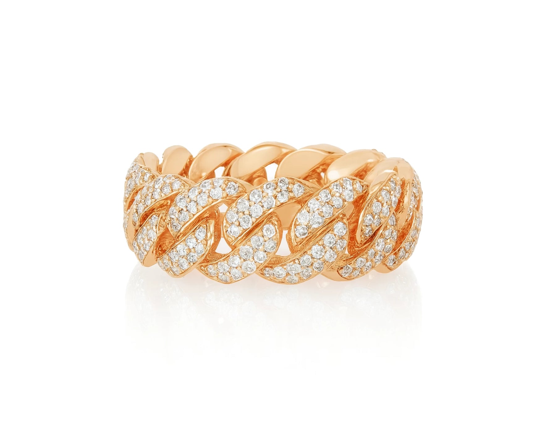10k Gold Cuban Link Ring with Full Round Diamond Setting 3.31ct – lifestyle 1493