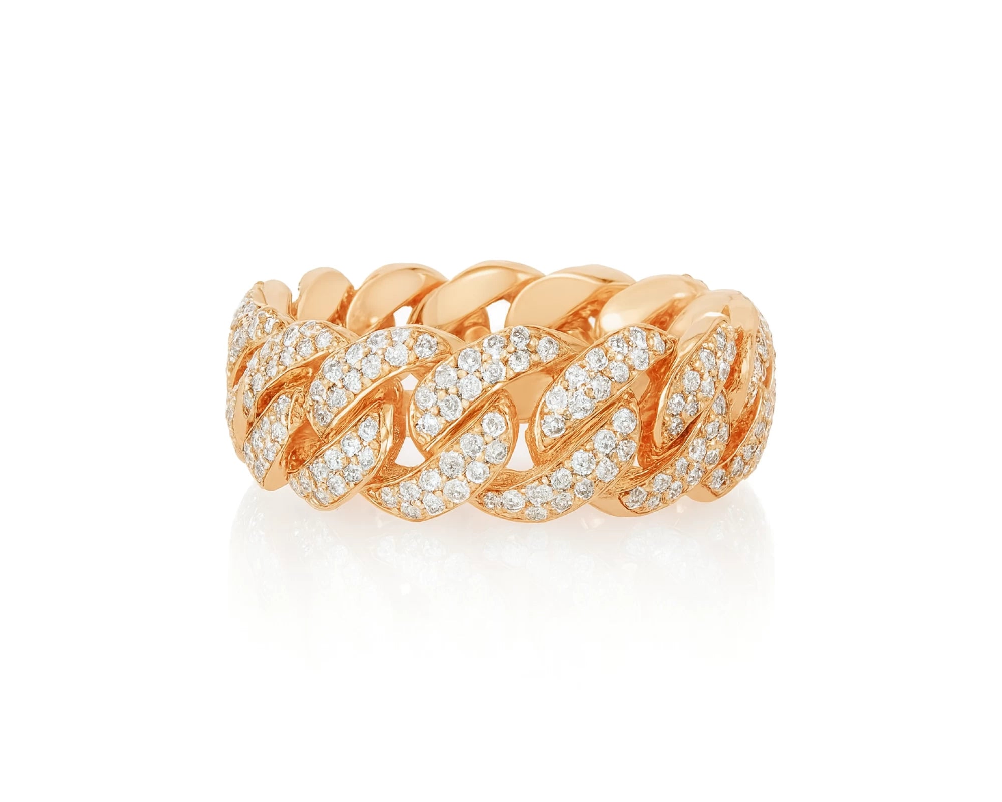 10k Gold Cuban Link Ring with Full Round Diamond Setting 3.31ct – lifestyle 1493