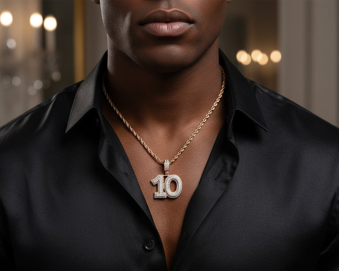 10k Gold Diamond "10" Pendant with Round Brilliant Accents 2.00ct - AVI THE JEWELER