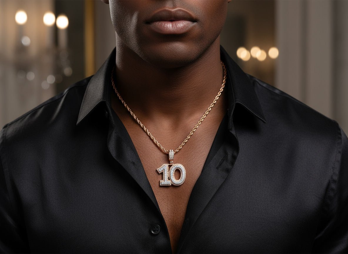 10k Gold Diamond "10" Pendant with Round Brilliant Accents 2.00ct - AVI THE JEWELER