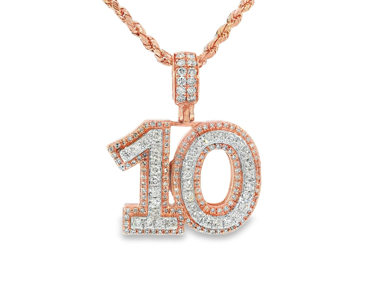 10k Gold Diamond "10" Pendant with Round Brilliant Accents 2.00ct - AVI THE JEWELER