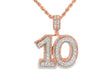 10k Gold Diamond "10" Pendant with Round Brilliant Accents 2.00ct