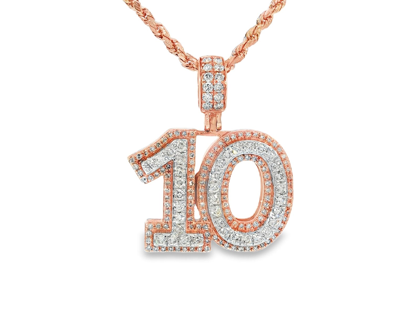 10k Gold Diamond "10" Pendant with Round Brilliant Accents 2.00ct - AVI THE JEWELER