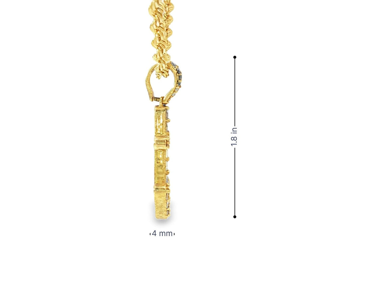 10k Gold Diamond Arrow Cross Pendant with Round & Baguette Accents 0.70ct - AVI THE JEWELER