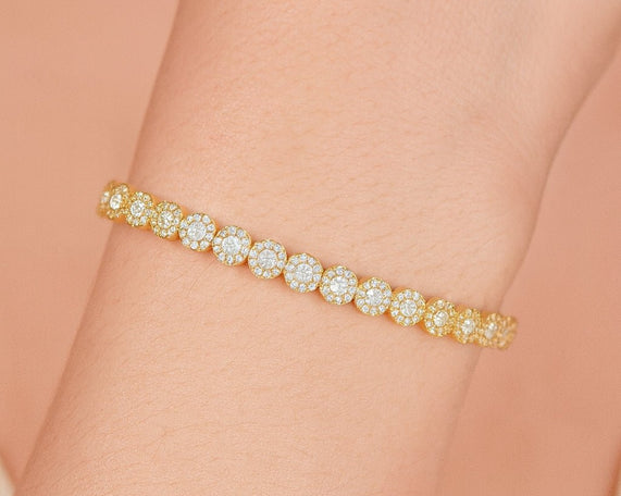 10k Gold Diamond Bangle Bracelet with Round Accents 1.15ct - AVI THE JEWELER