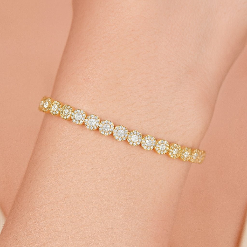 10k Gold Diamond Bangle Bracelet with Round Accents 1.15ct - AVI THE JEWELER