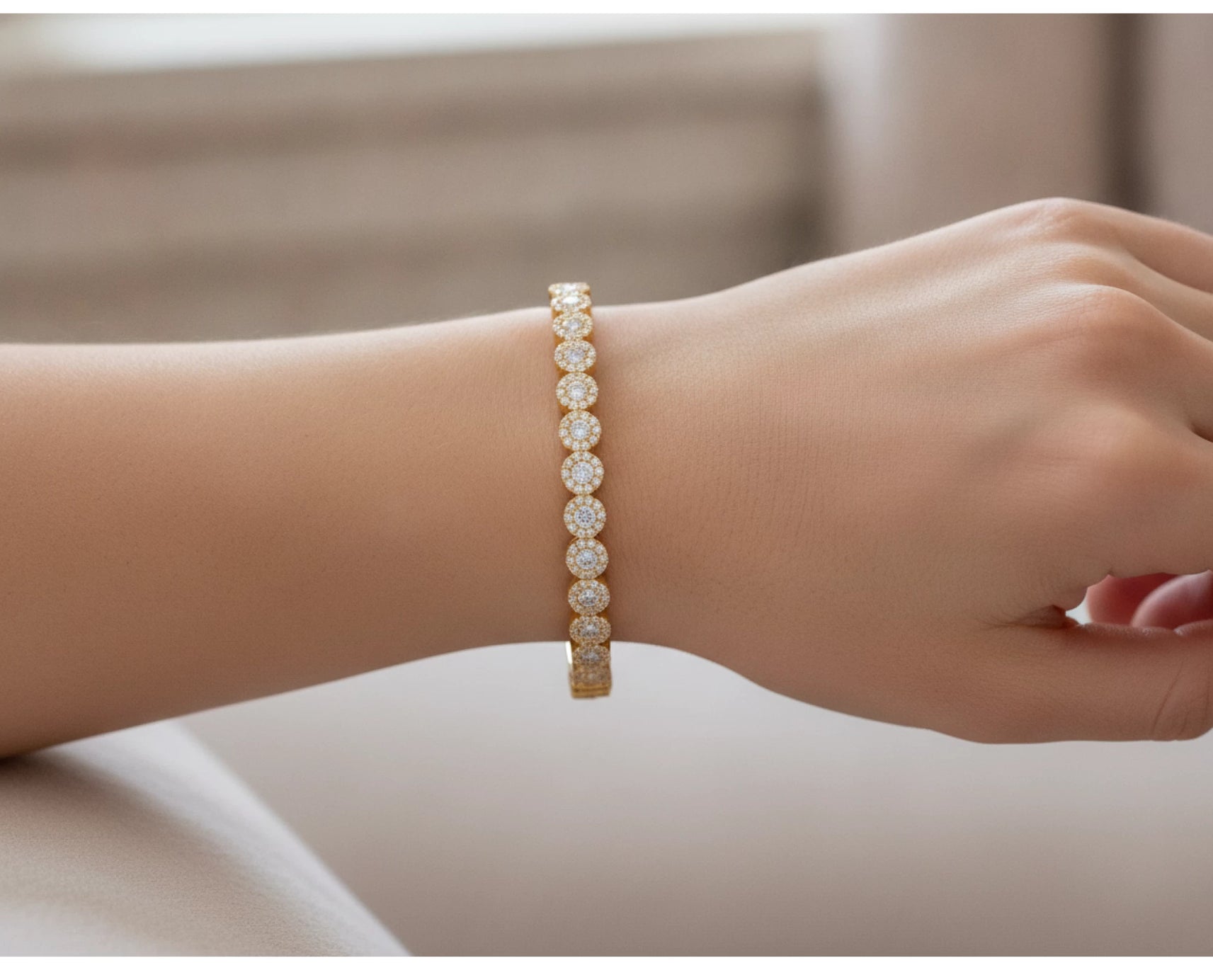 10k Gold Diamond Bangle Bracelet with Round Accents 1.15ct – lifestyle 4696
