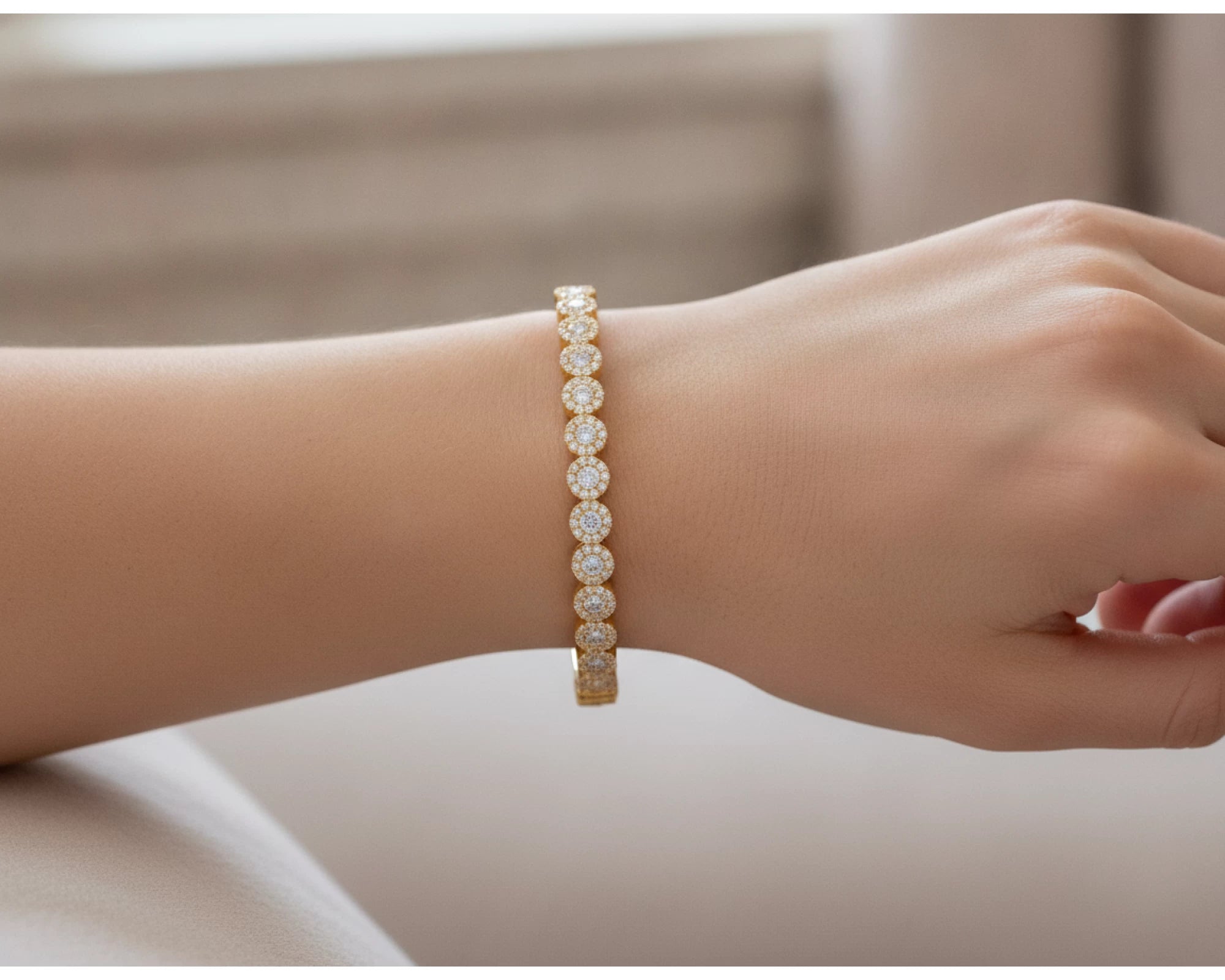 10k Gold Diamond Bangle Bracelet with Round Accents 1.15ct – lifestyle 4696