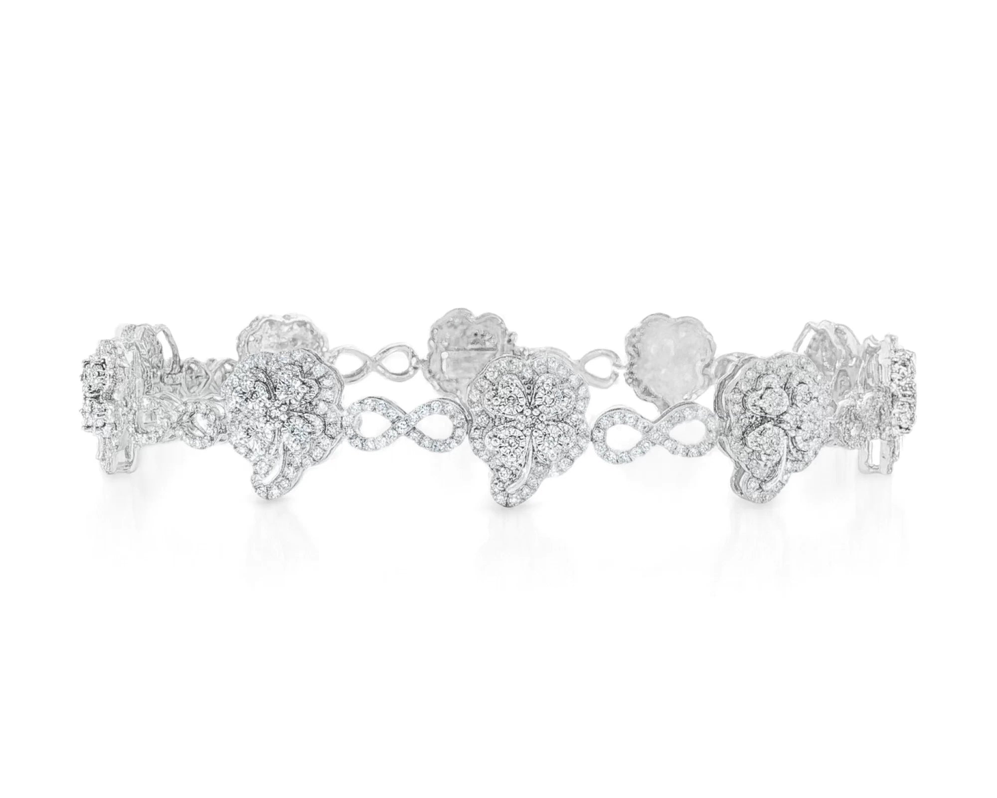10k Gold Diamond Bracelet with Clover Round-Cut & Infinity-Link Design 1.54ct – lifestyle 4675