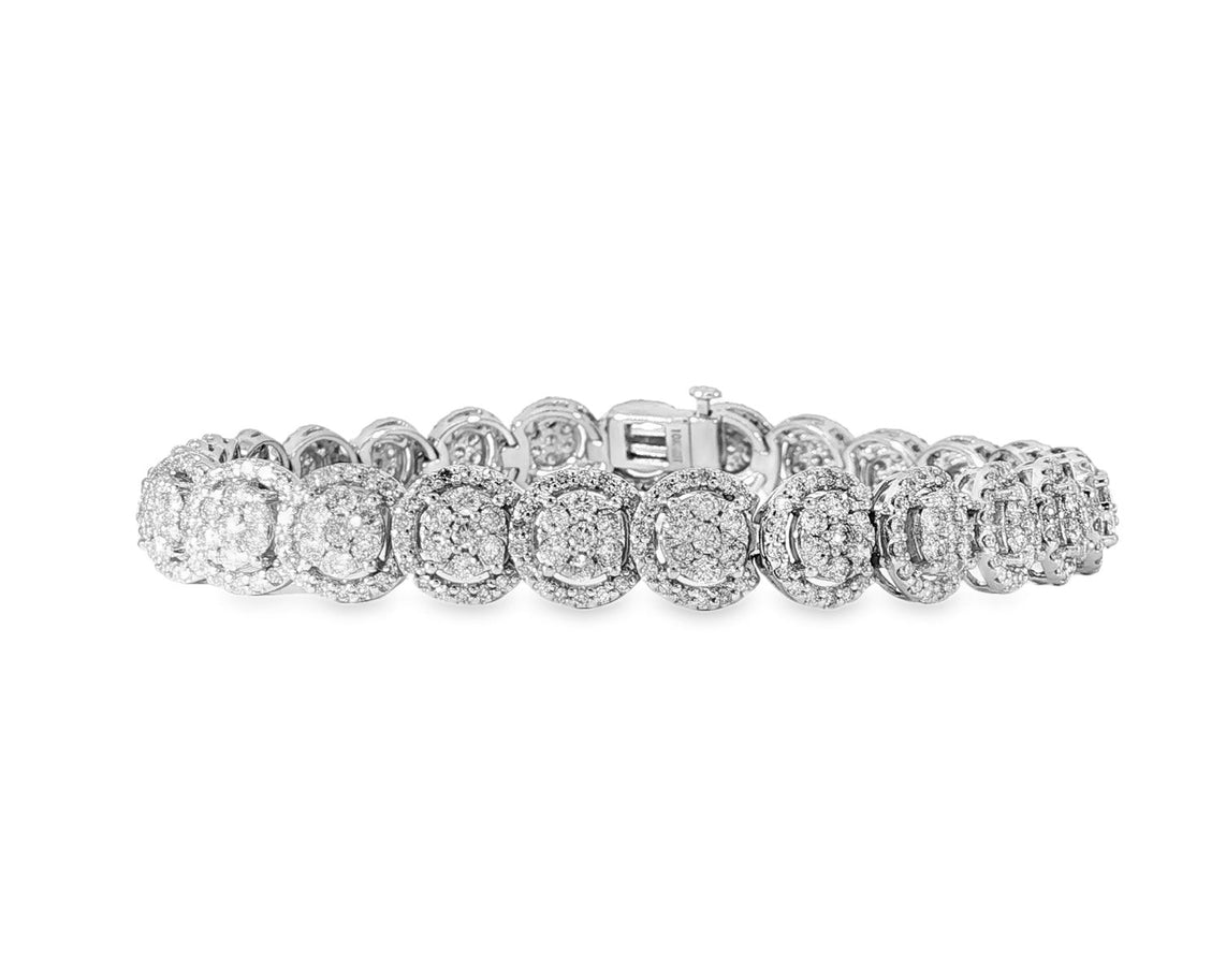 10k Gold Diamond Bracelet with Cushion - Style Round - Cut Cluster Design 5.00ct - AVI THE JEWELER